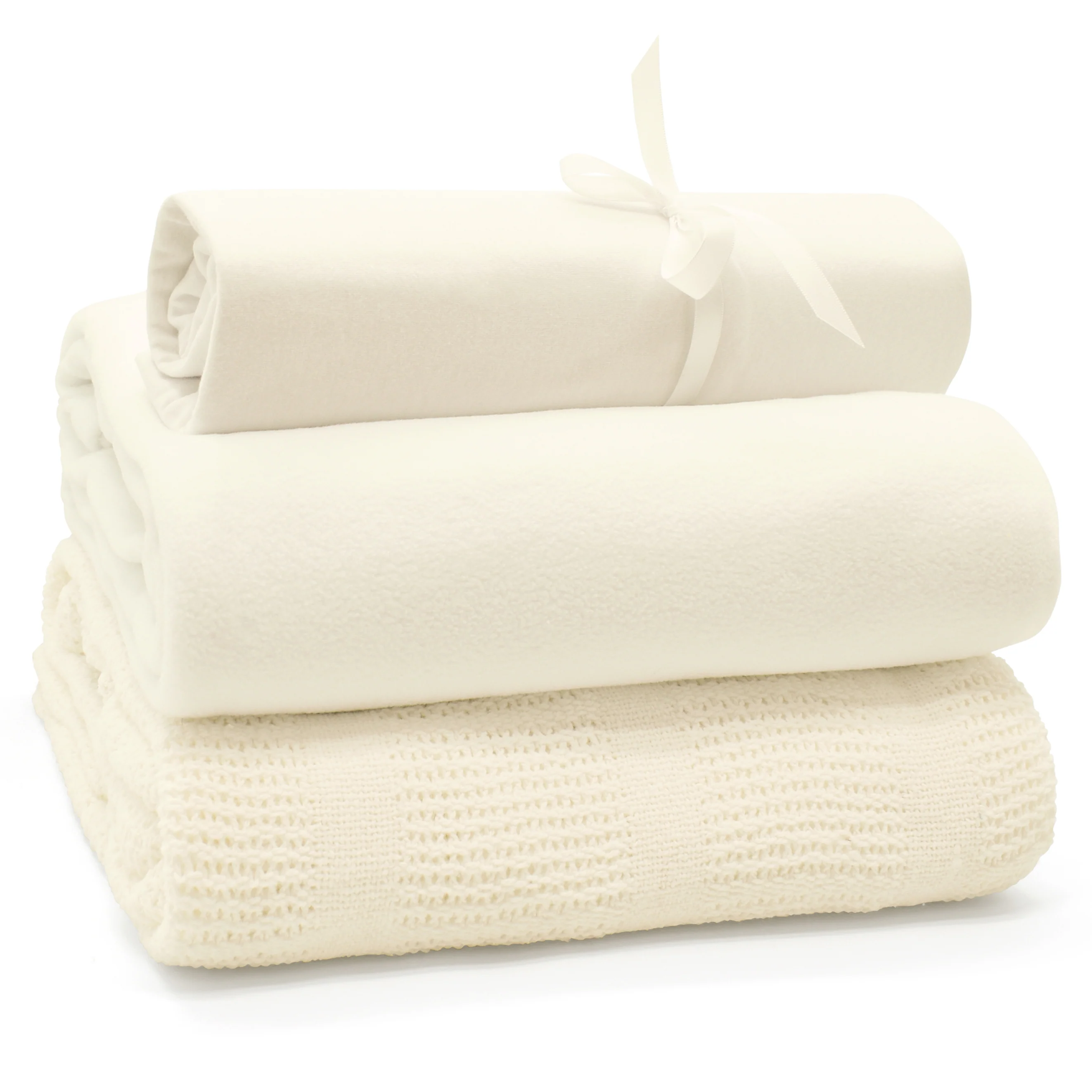 My Little World Cream Cellular Baby Blanket Cream 3-Piece Cot Bed Starter Set