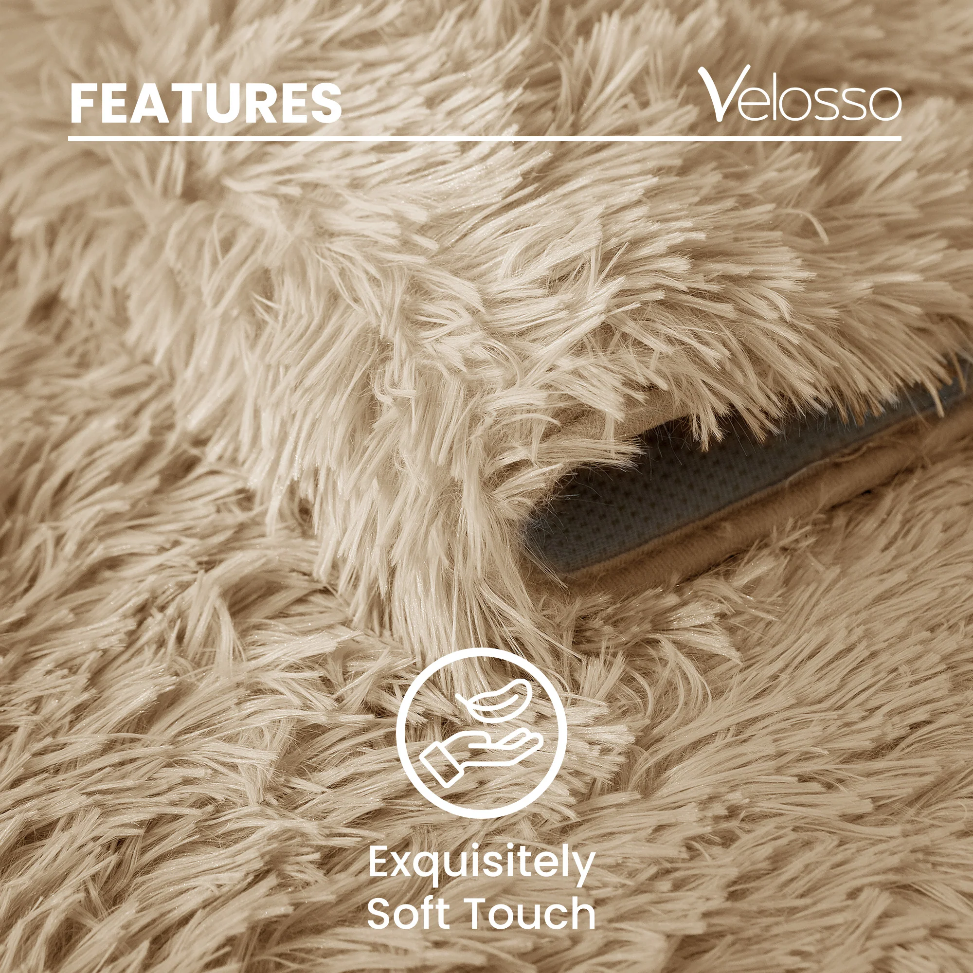 Home Republic Beige Shaggy Anti Slip Sponge Cushioned Area Rug - Image 2