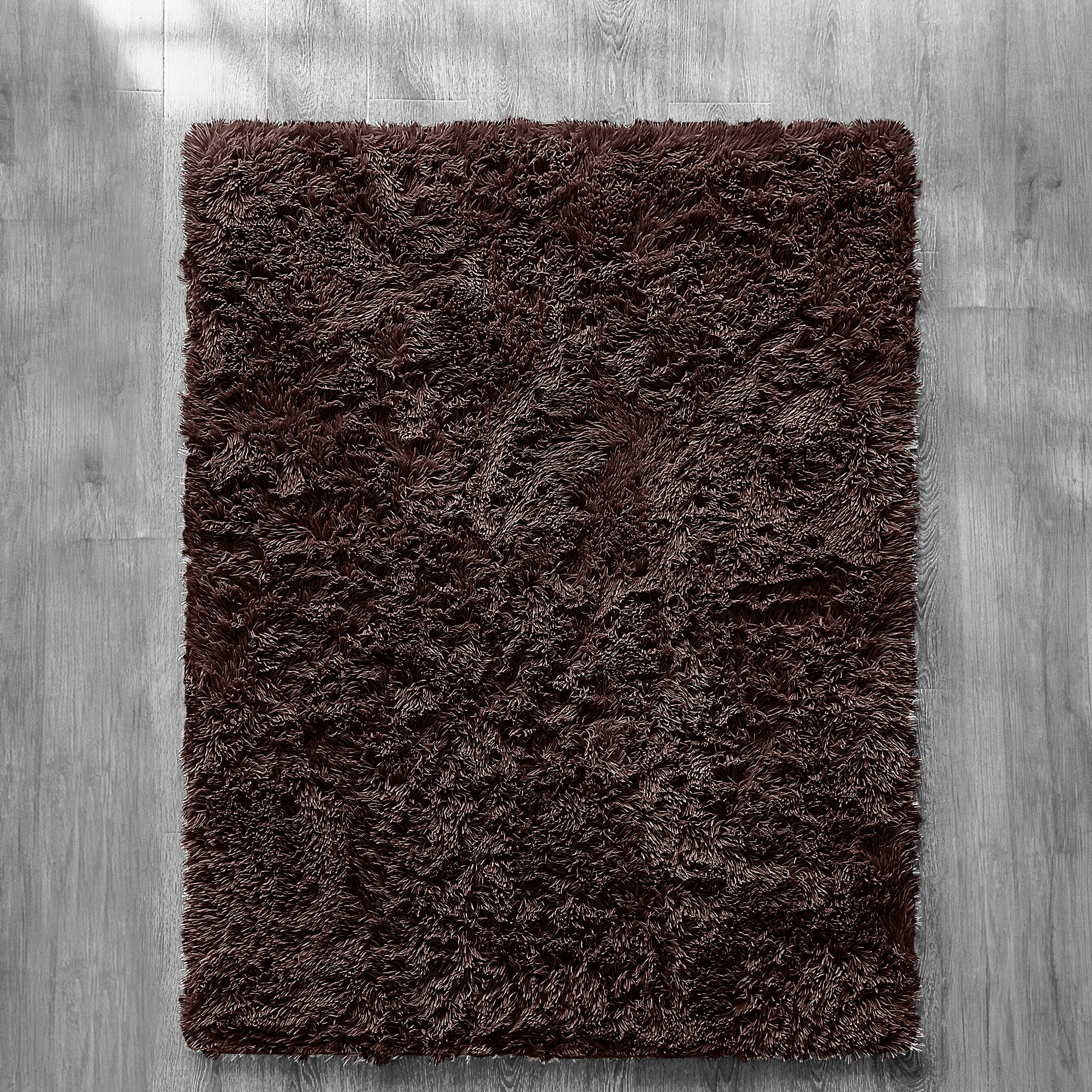 Home Republic Chocolate Brown Shaggy Anti Slip Sponge Cushioned Rug - Image 2