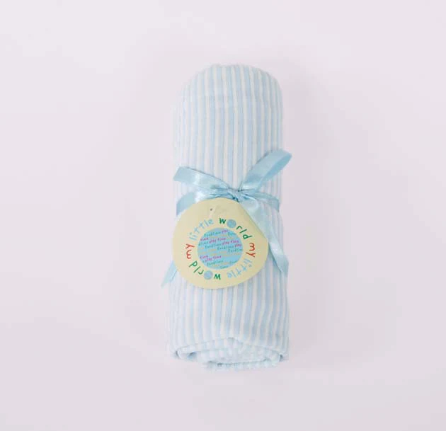 My Little World Velour Stripe Blue Baby Blanket