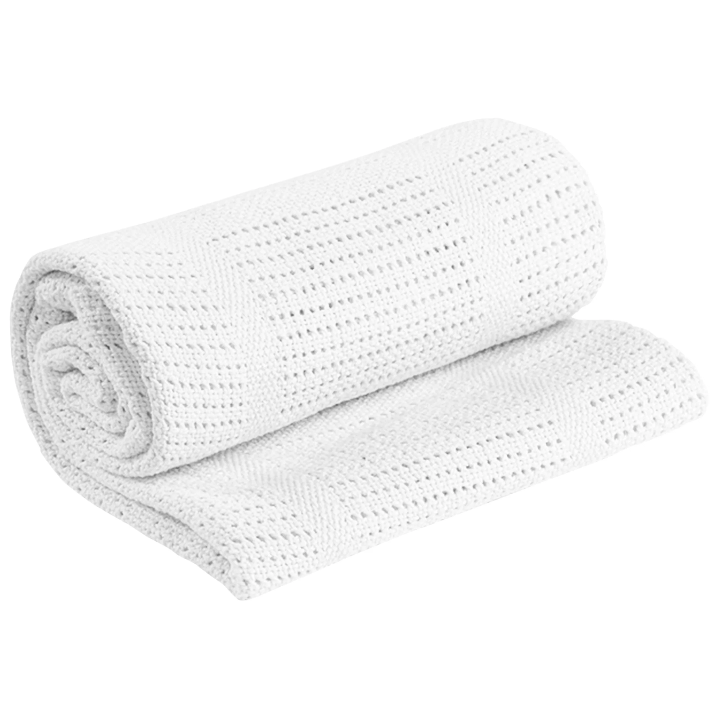My Little World White Cellular Baby Blanket