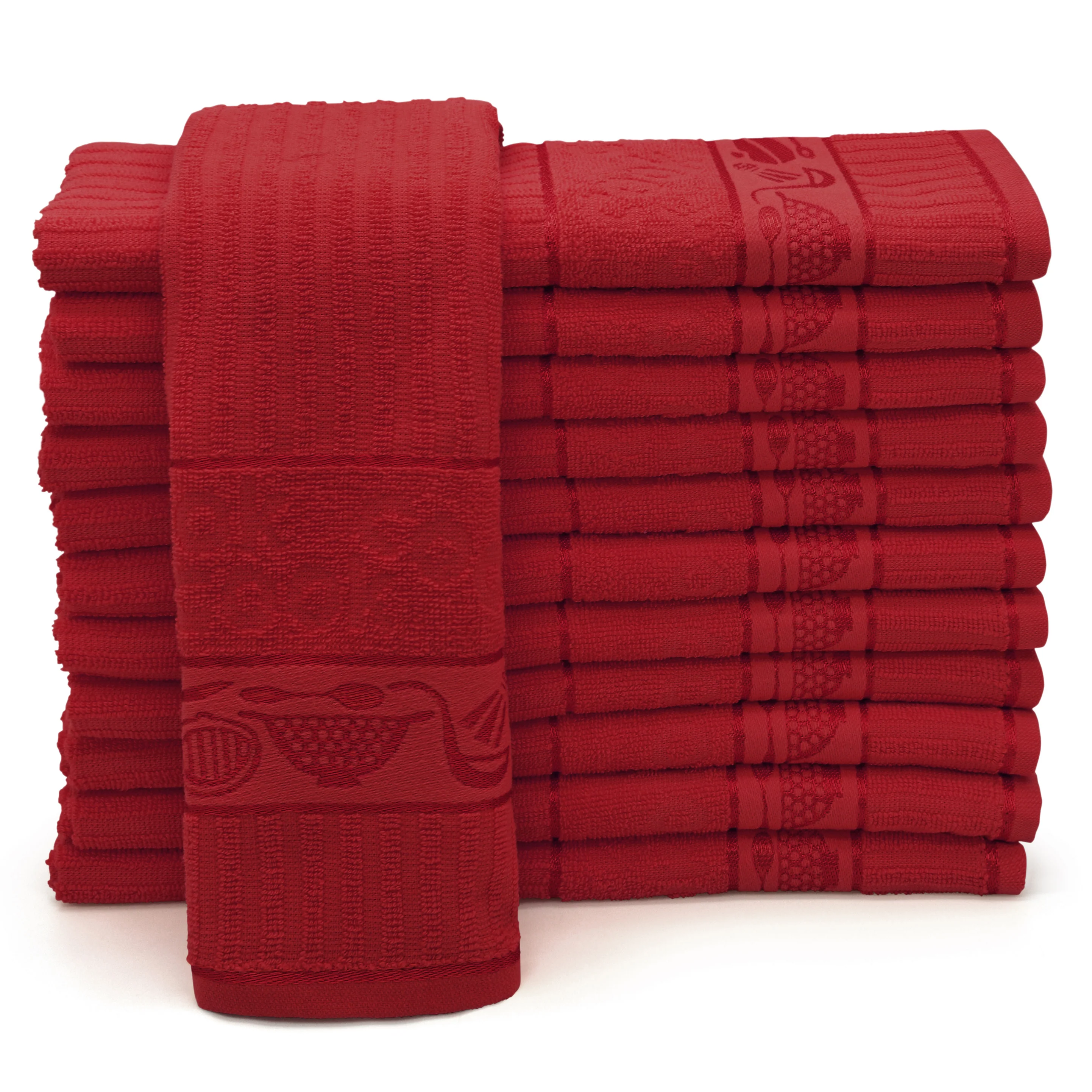 Kitchen Trends Cooks Jacquard Red Tea Towel