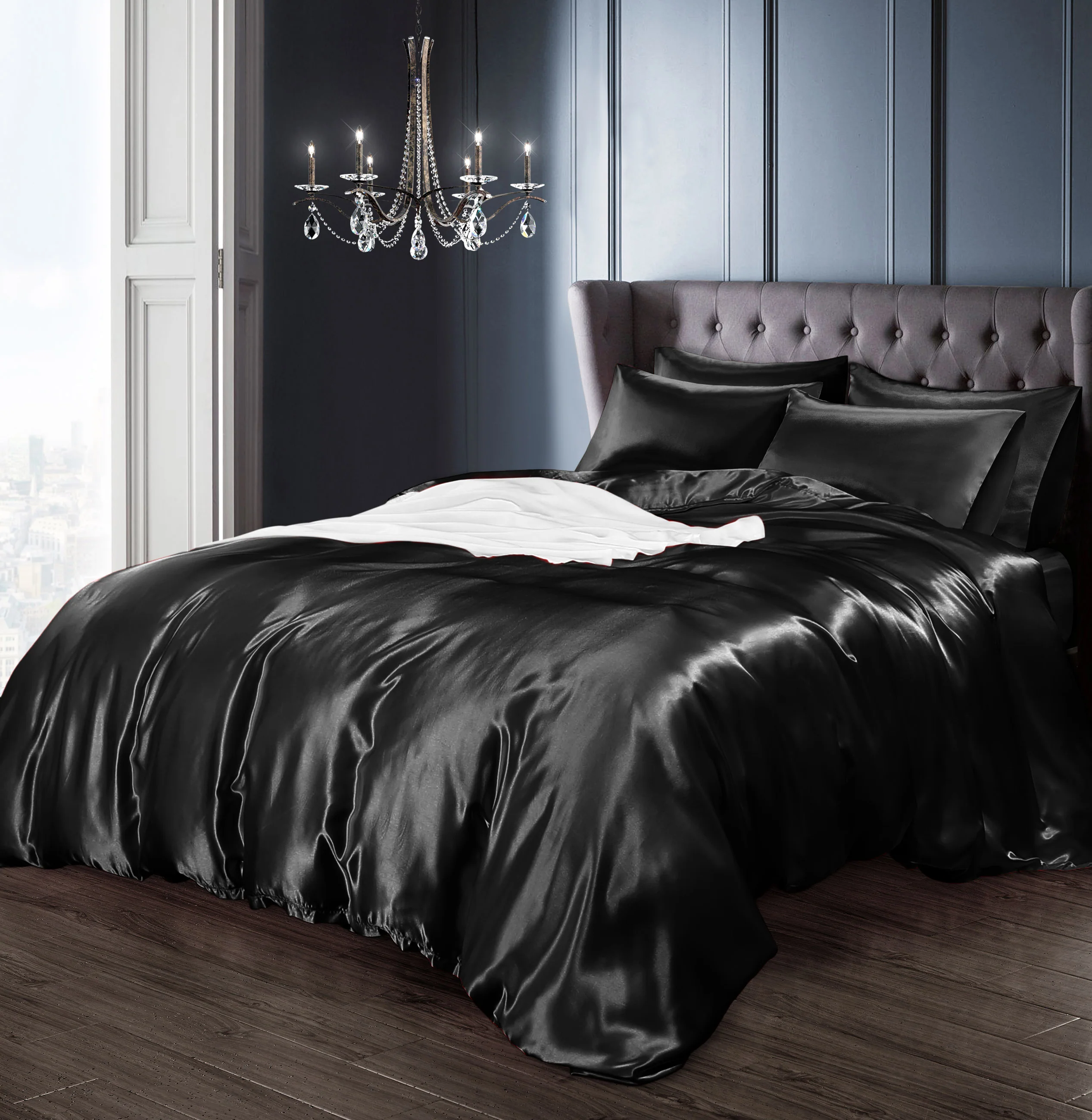 Intimates 2 Pack Luxury Sensual Satin Pillowcases - Black - Image 2