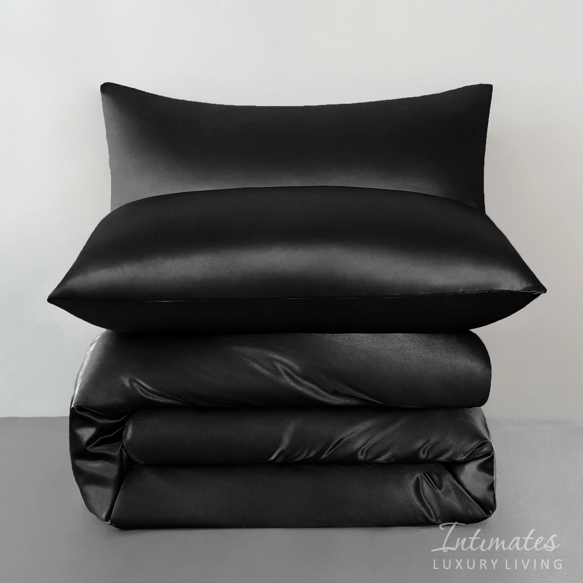 Intimates 2 Pack Luxury Sensual Satin Pillowcases - Black - Image 4