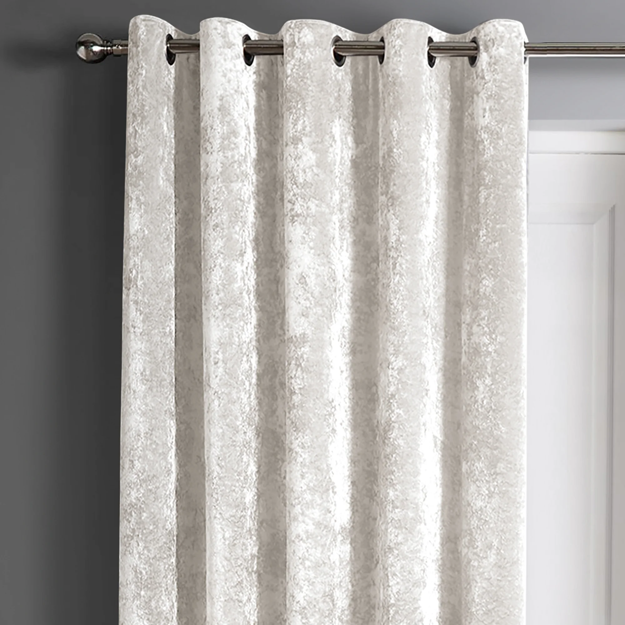 Intimates Crushed Velvet Eyelet Cream Door Curtain