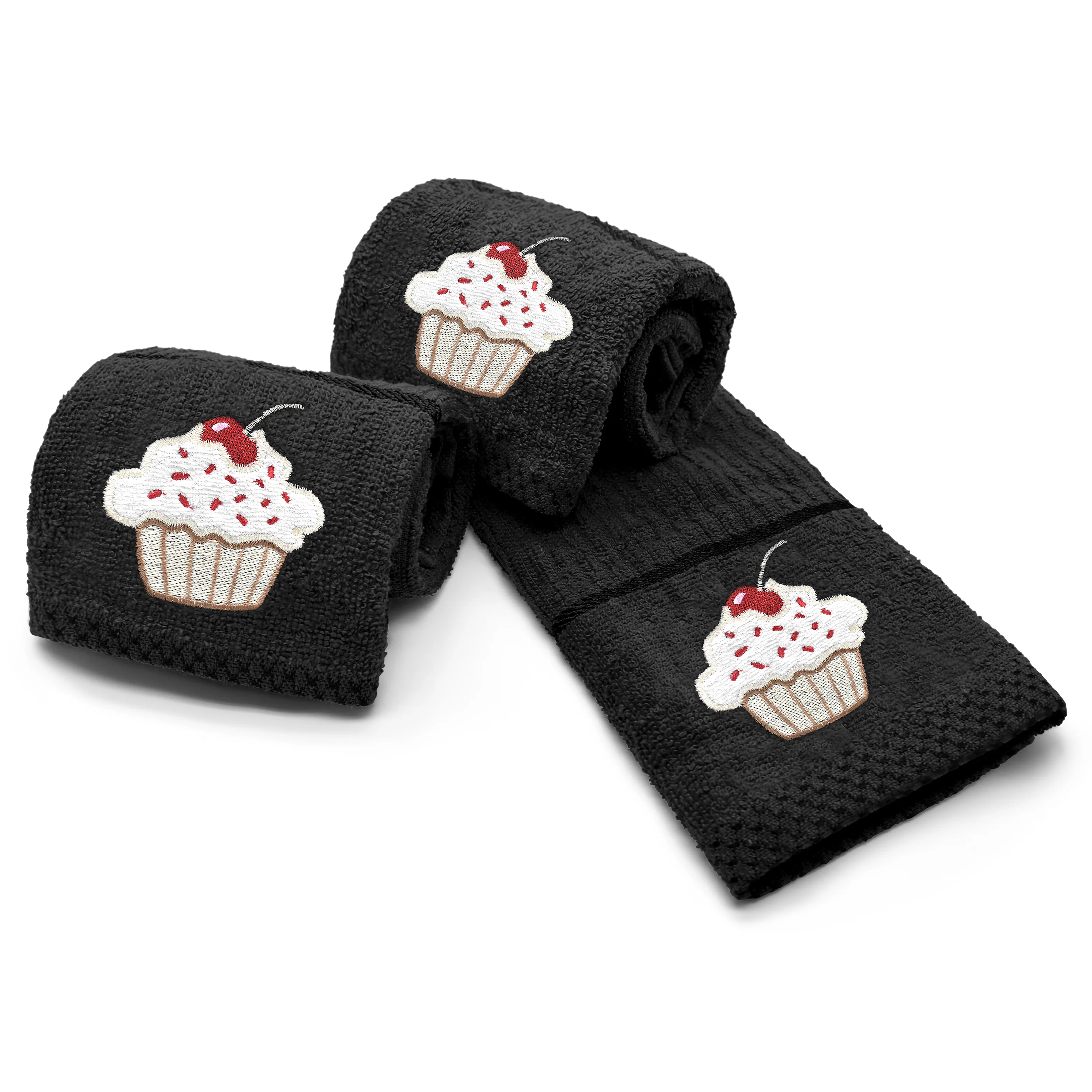 Kitchen Trends Black Cupcake Tea Towel