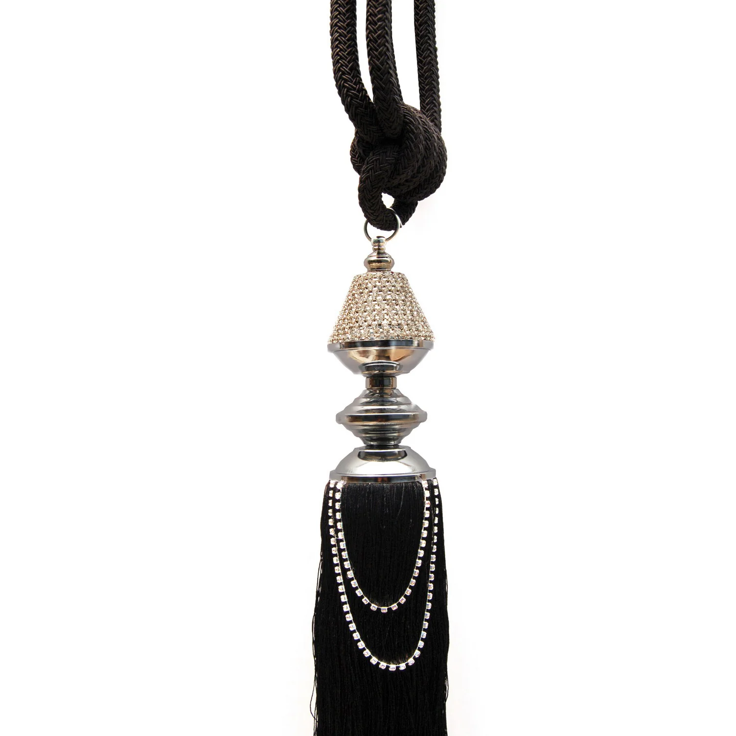 Intimates Large Black Diamante Sparkle Rope Curtain Tieback