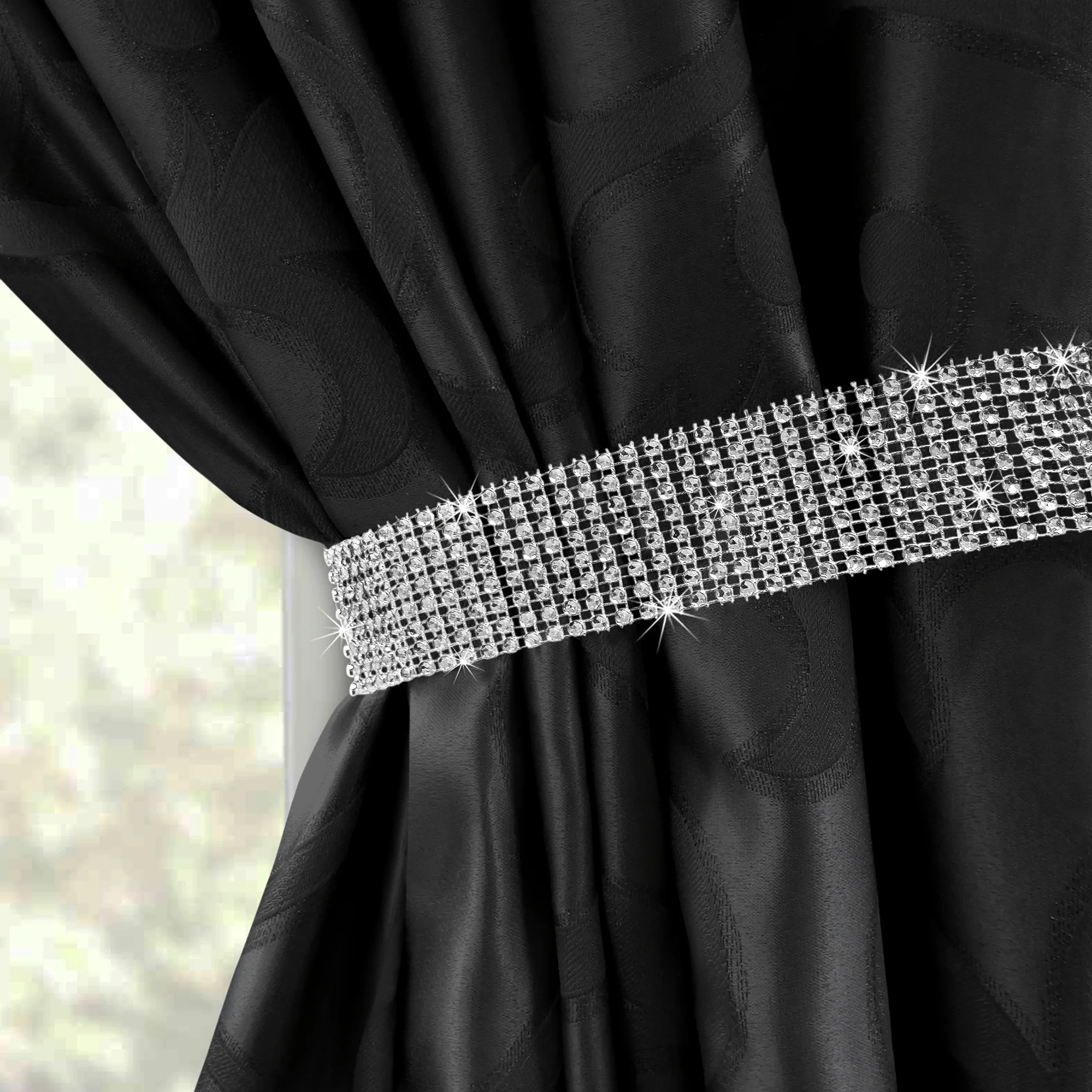 Intimates Sparkle Diamante Strip Silver Tieback