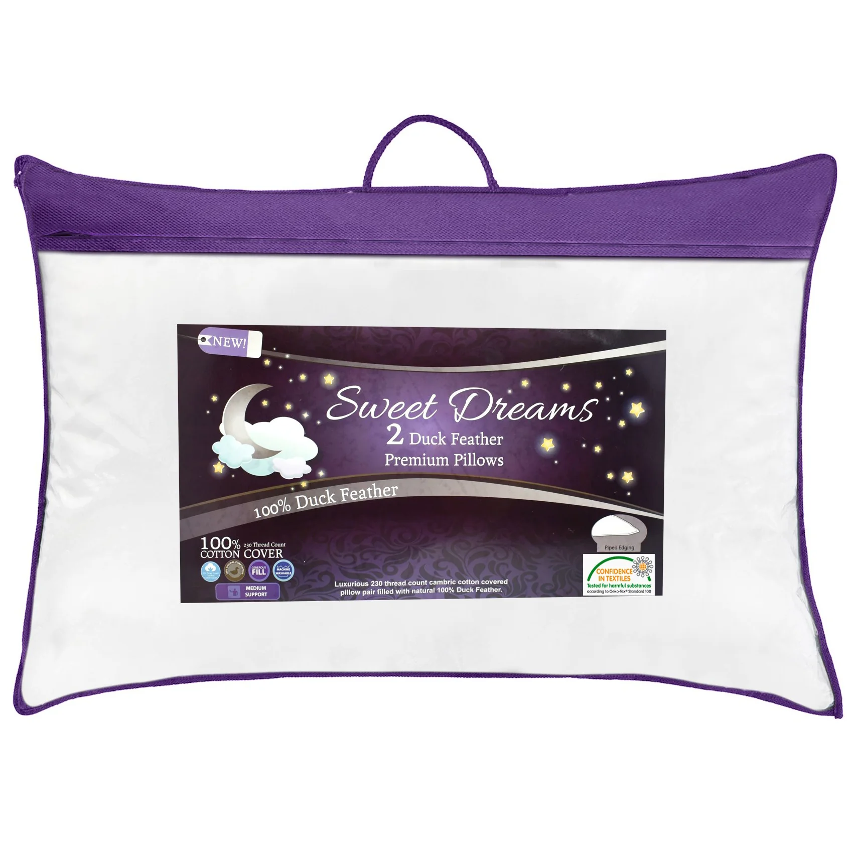Sweet Dreams Luxury Duck Feather Pillow Pair