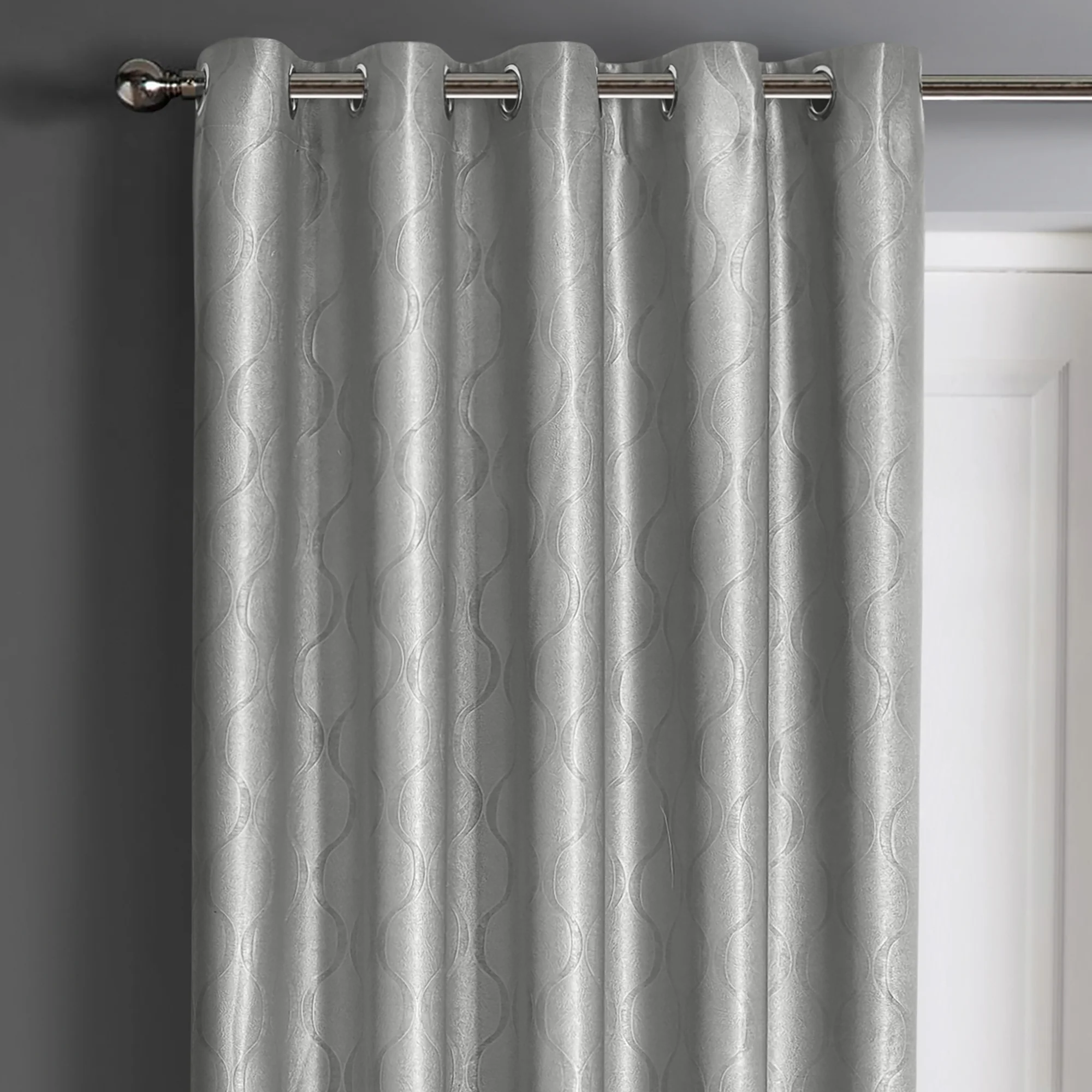 Velosso Evisa Silver Dimout Eyelet Door Curtain