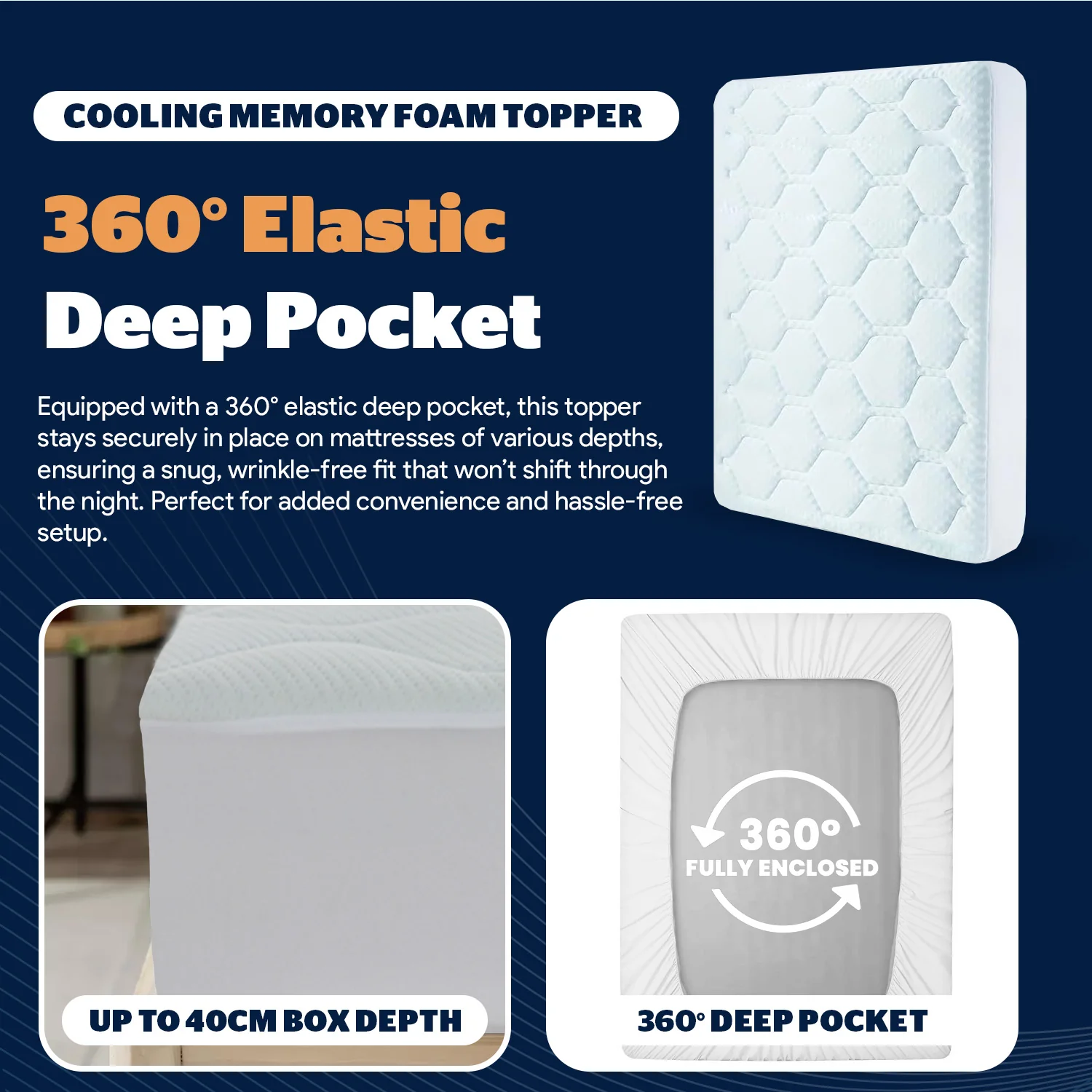 Home Republic Cooling Gel Memory Foam Orthopaedic Egg Crate Mattress Topper - Image 4