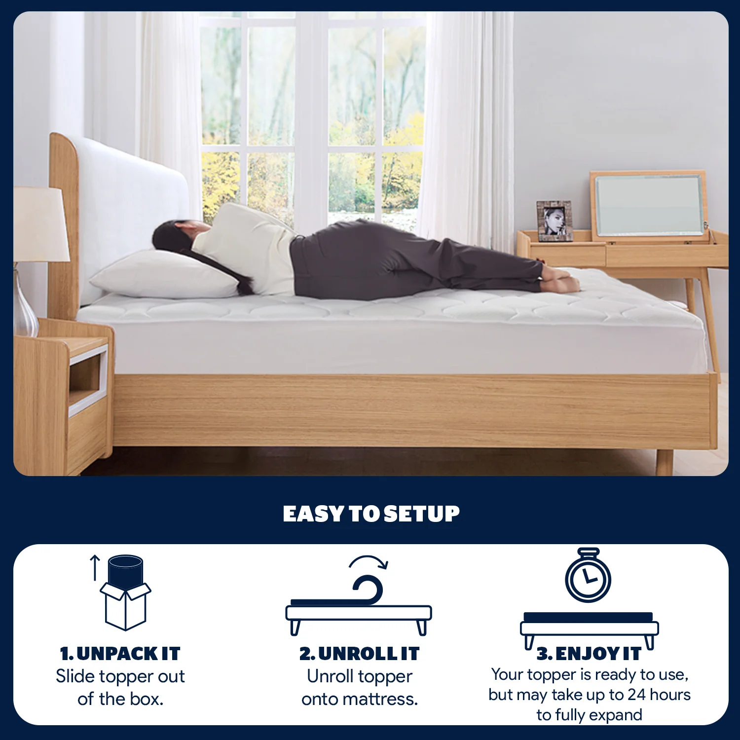 Home Republic Cooling Gel Memory Foam Orthopaedic Egg Crate Mattress Topper - Image 5