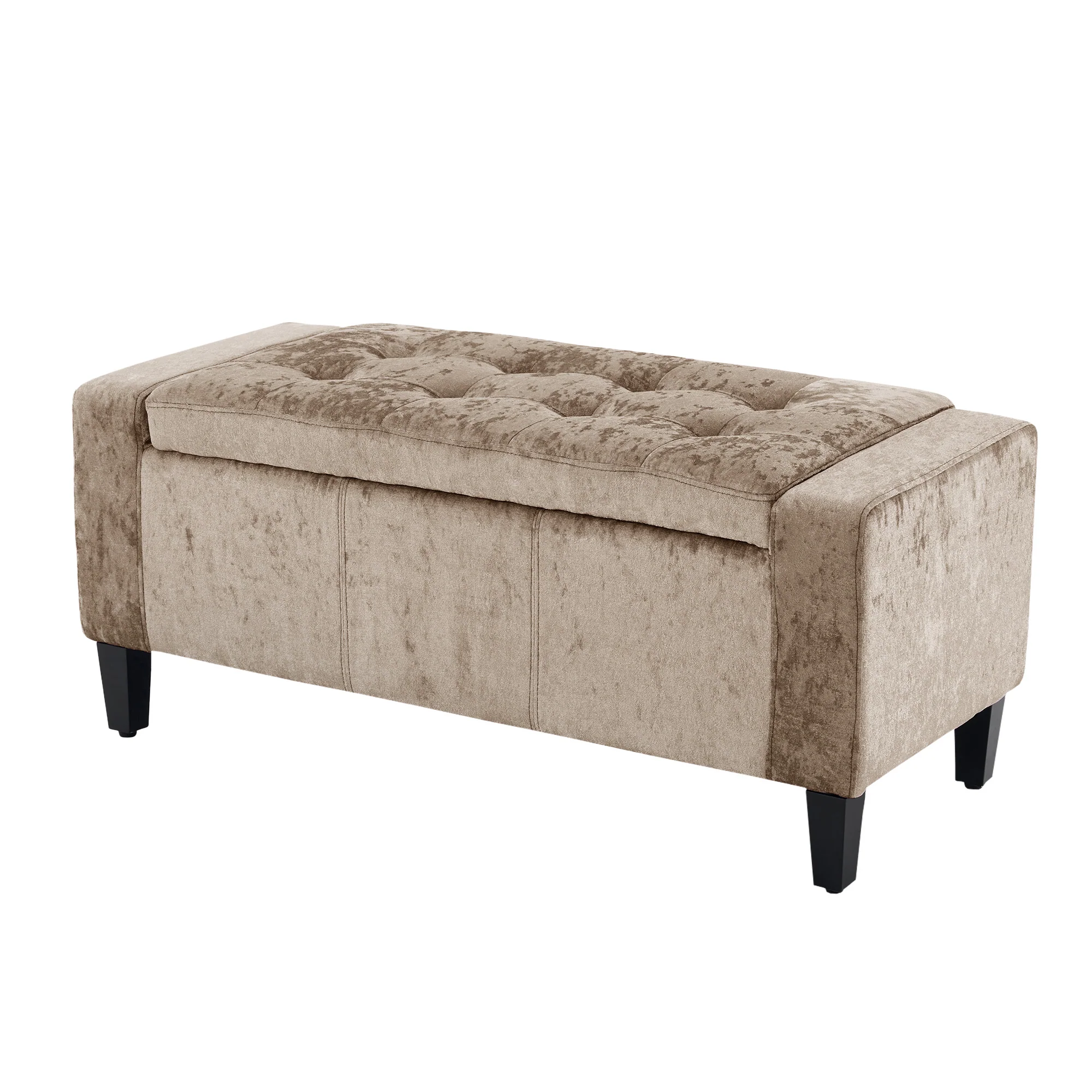 Home Republic Crushed Velvet Mink Ottoman Storage Bench - Image 3