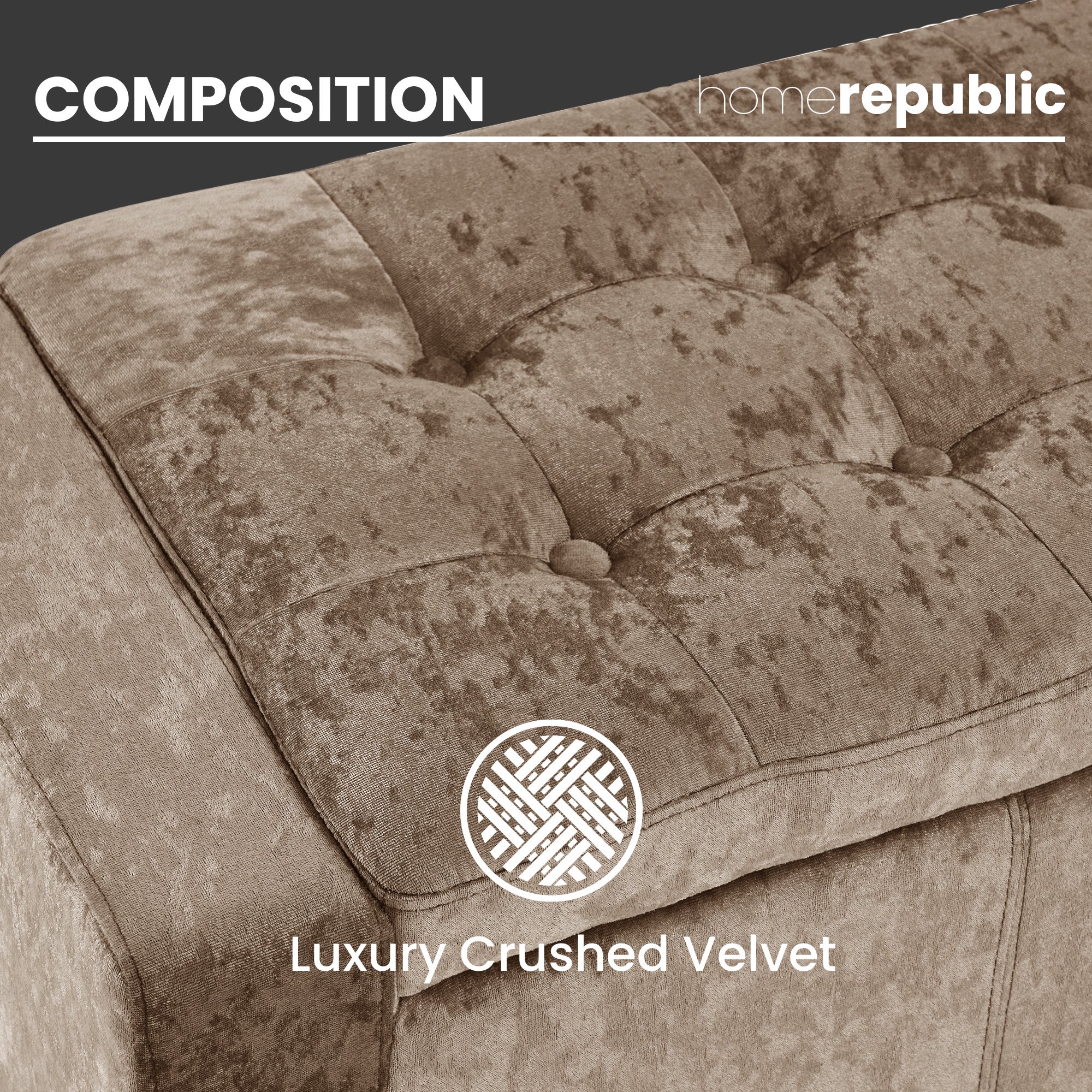 Home Republic Crushed Velvet Mink Ottoman Storage Bench - Image 4