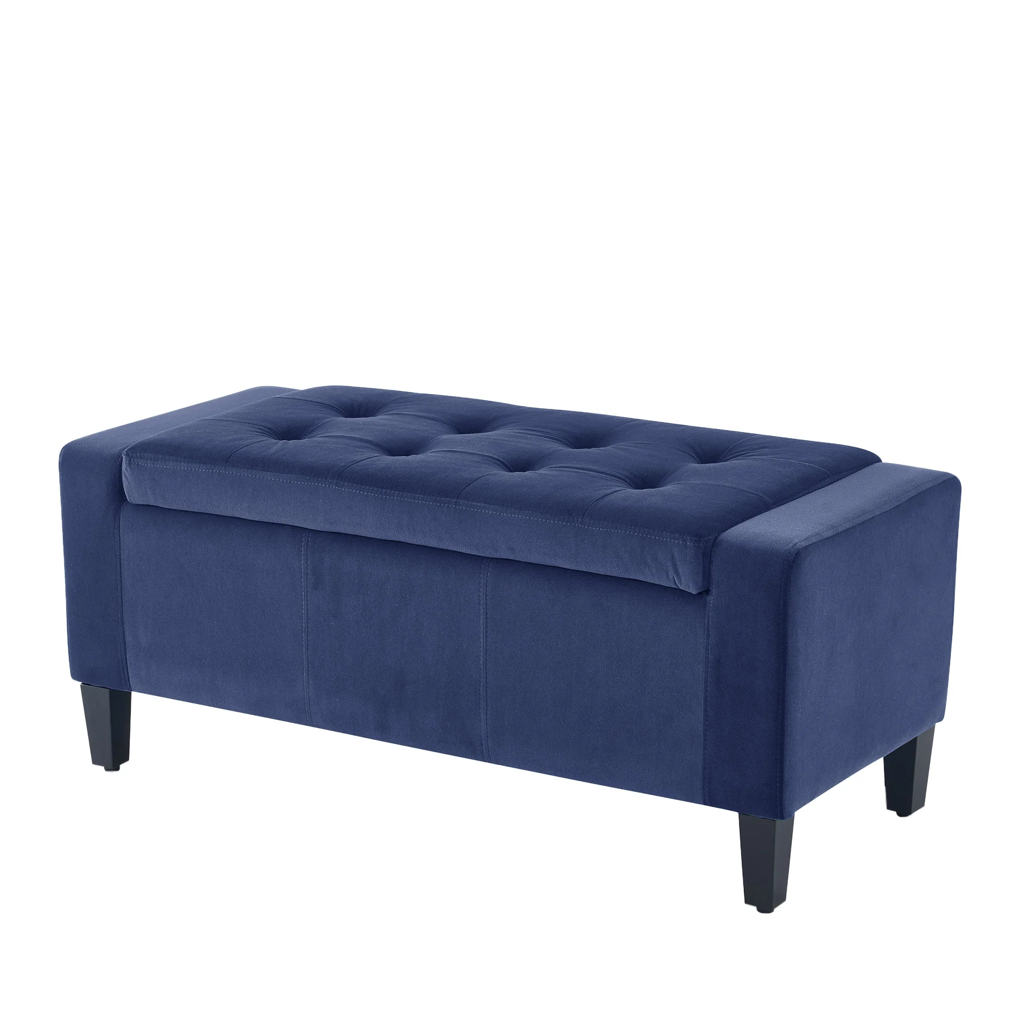 Home Republic Luna Velvet Navy Ottoman Storage Bench - Image 3