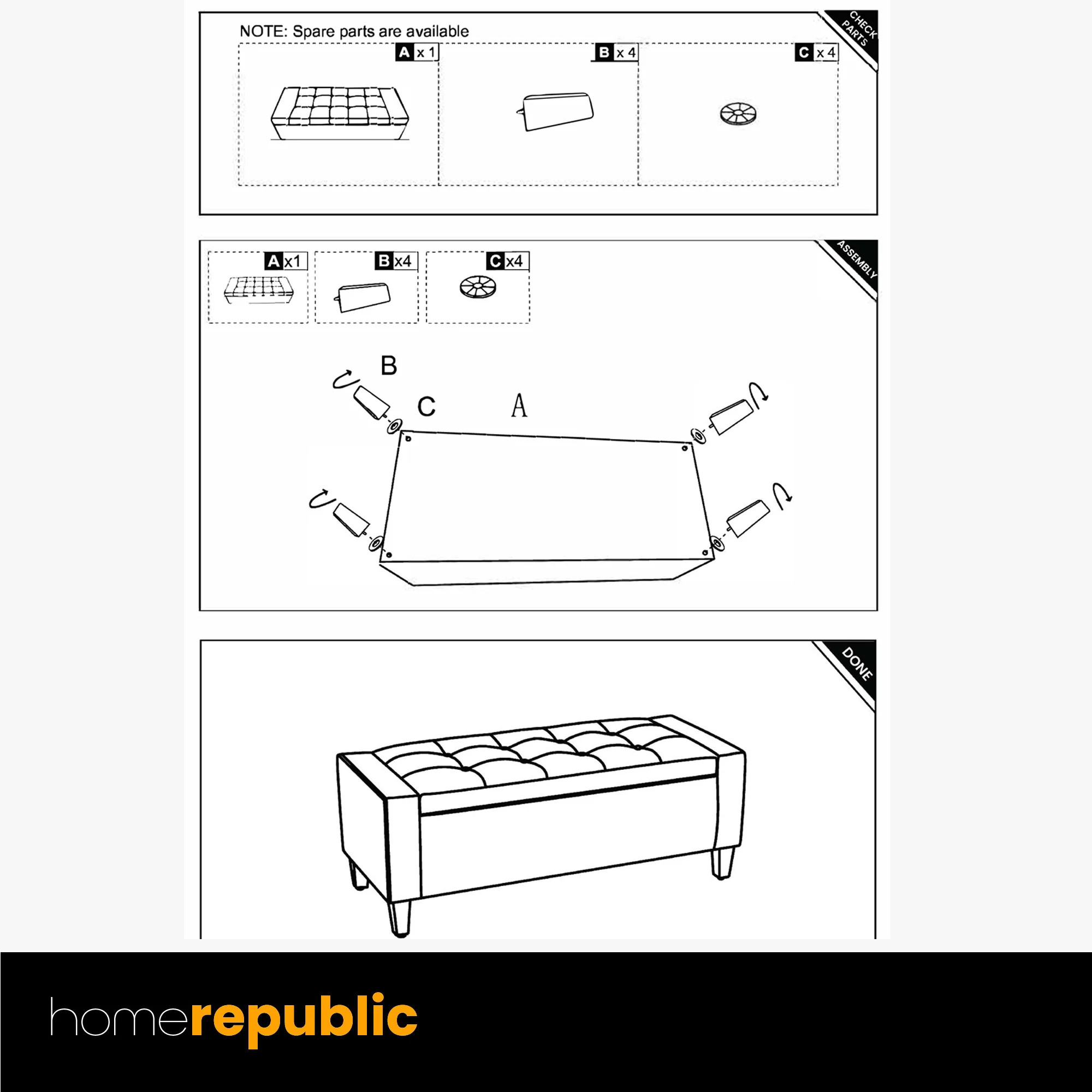 Home Republic Luna Velvet Blush Pink Ottoman Storage Bench - Image 7