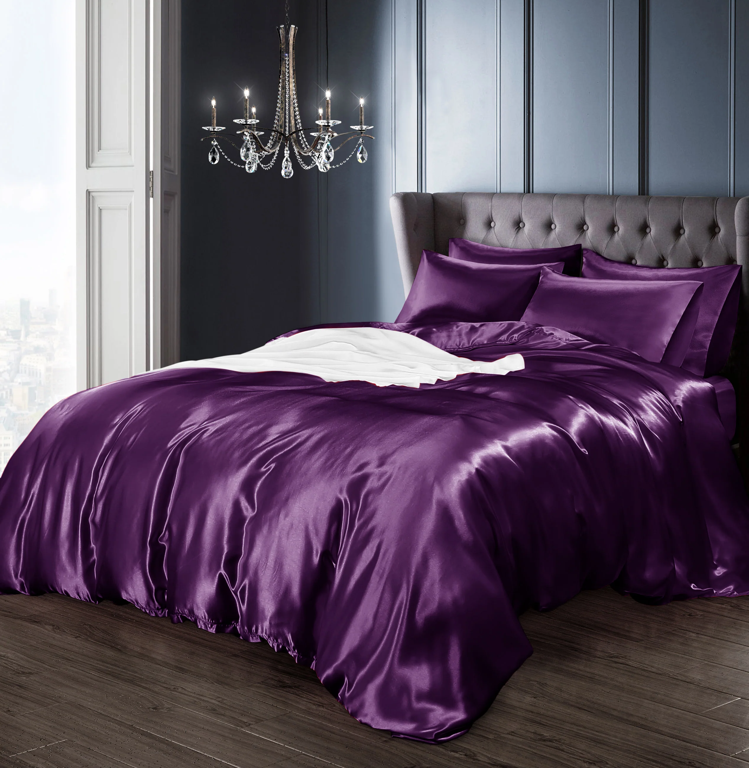 Intimates 2 Pack Purple Sensual Satin Pillowcases - Image 2
