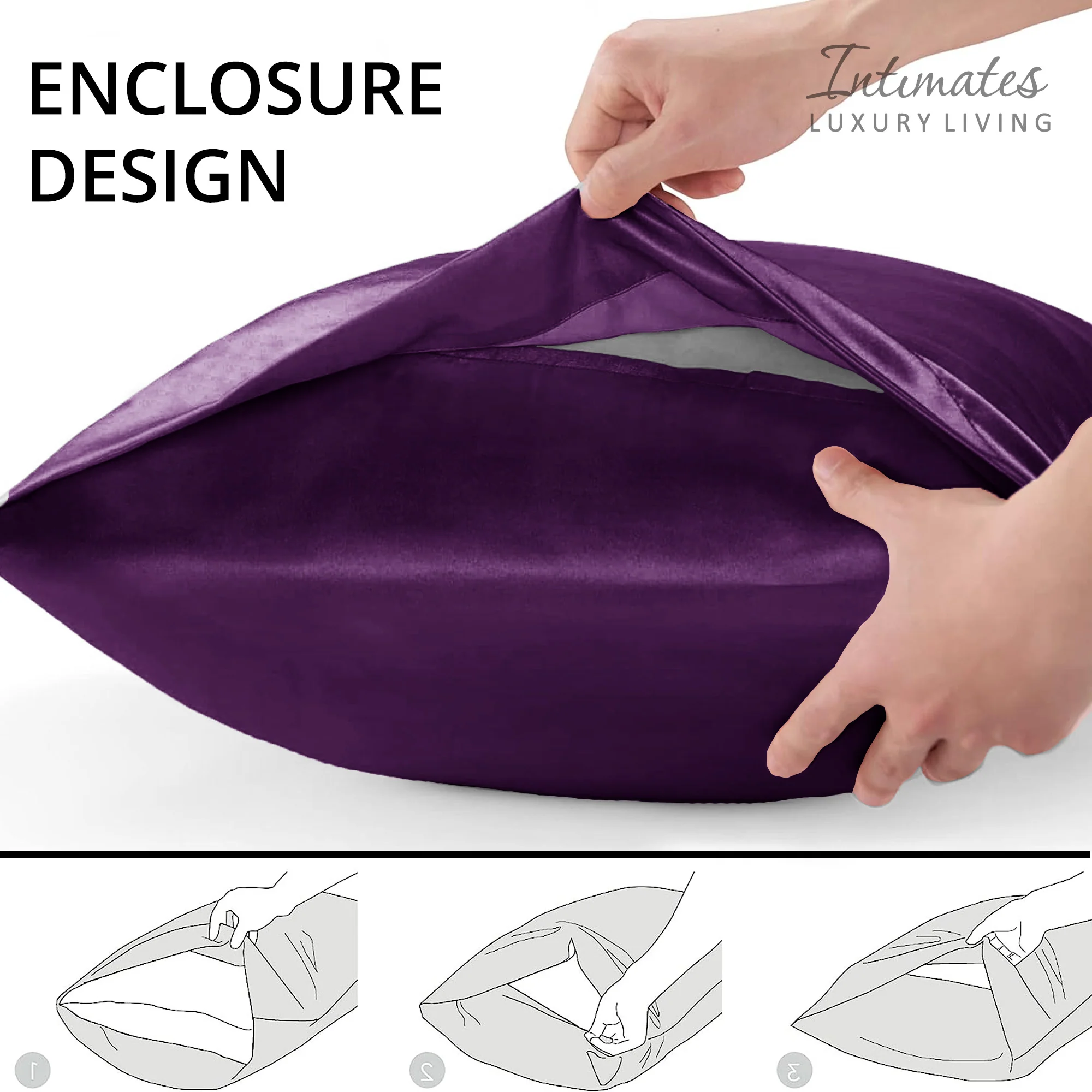 Intimates 2 Pack Purple Sensual Satin Pillowcases - Image 4