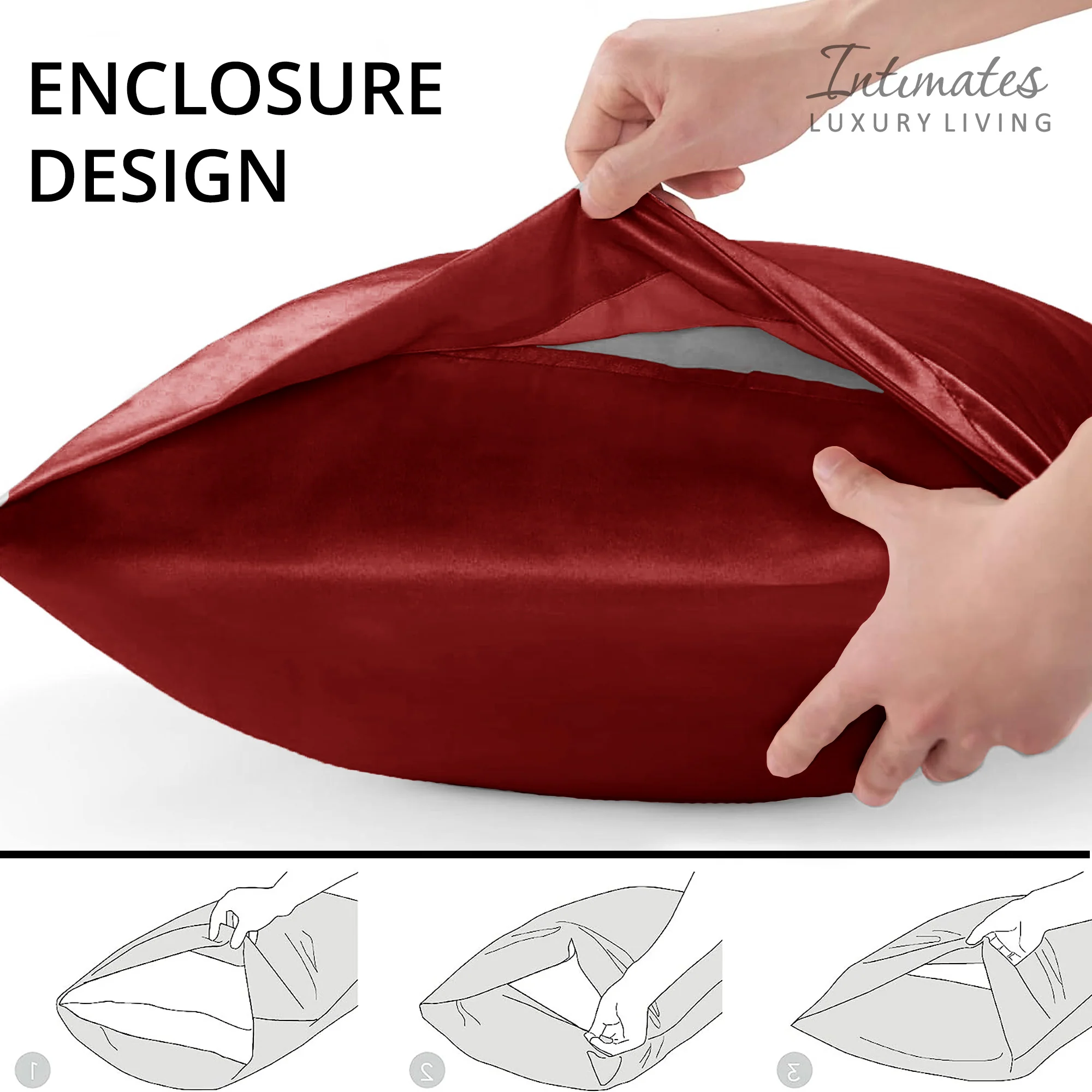 Intimates 2 Pack Red Sensual Satin Pillowcases - Image 3