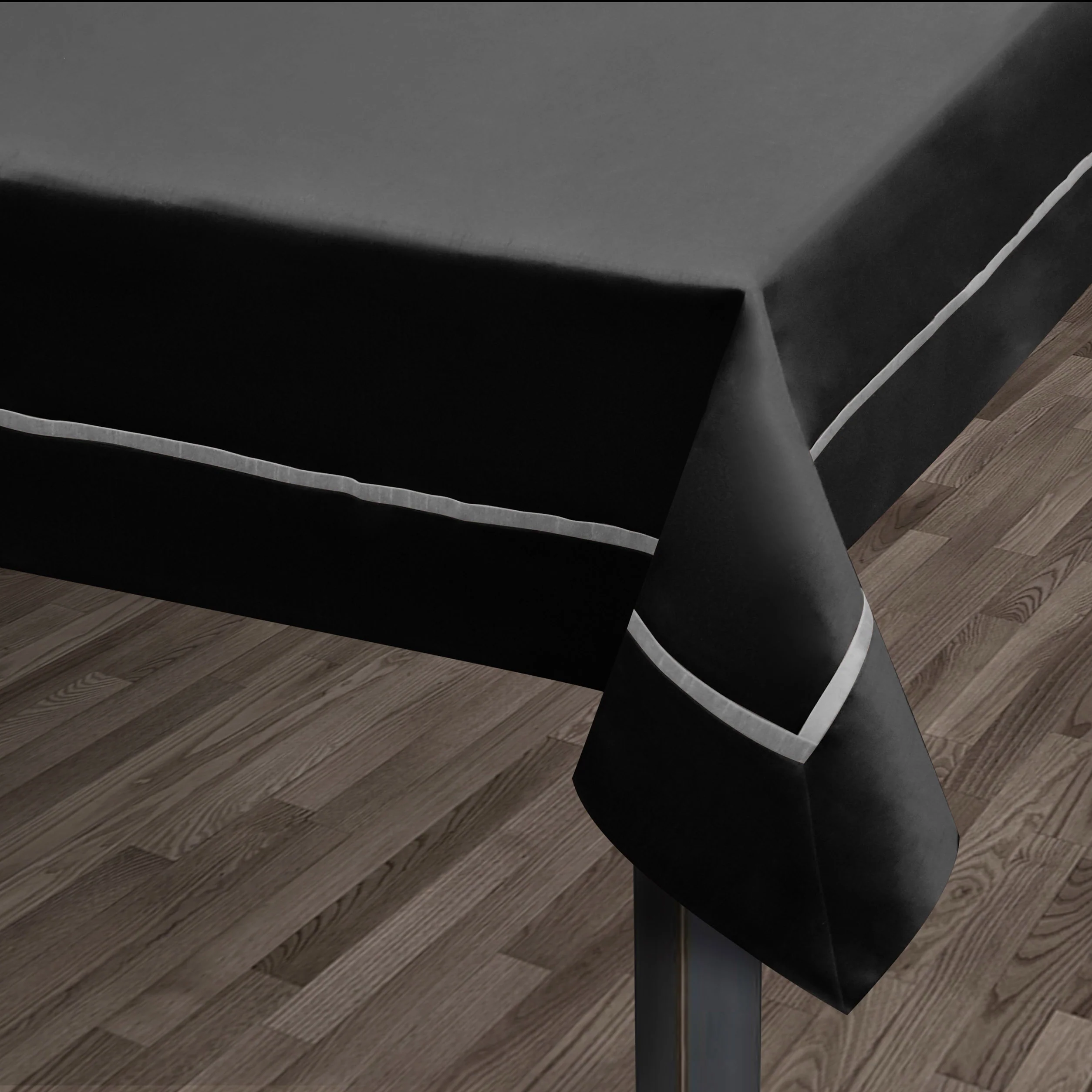 Kitchen Trends Kensington Black Faux Silk Tablecloth