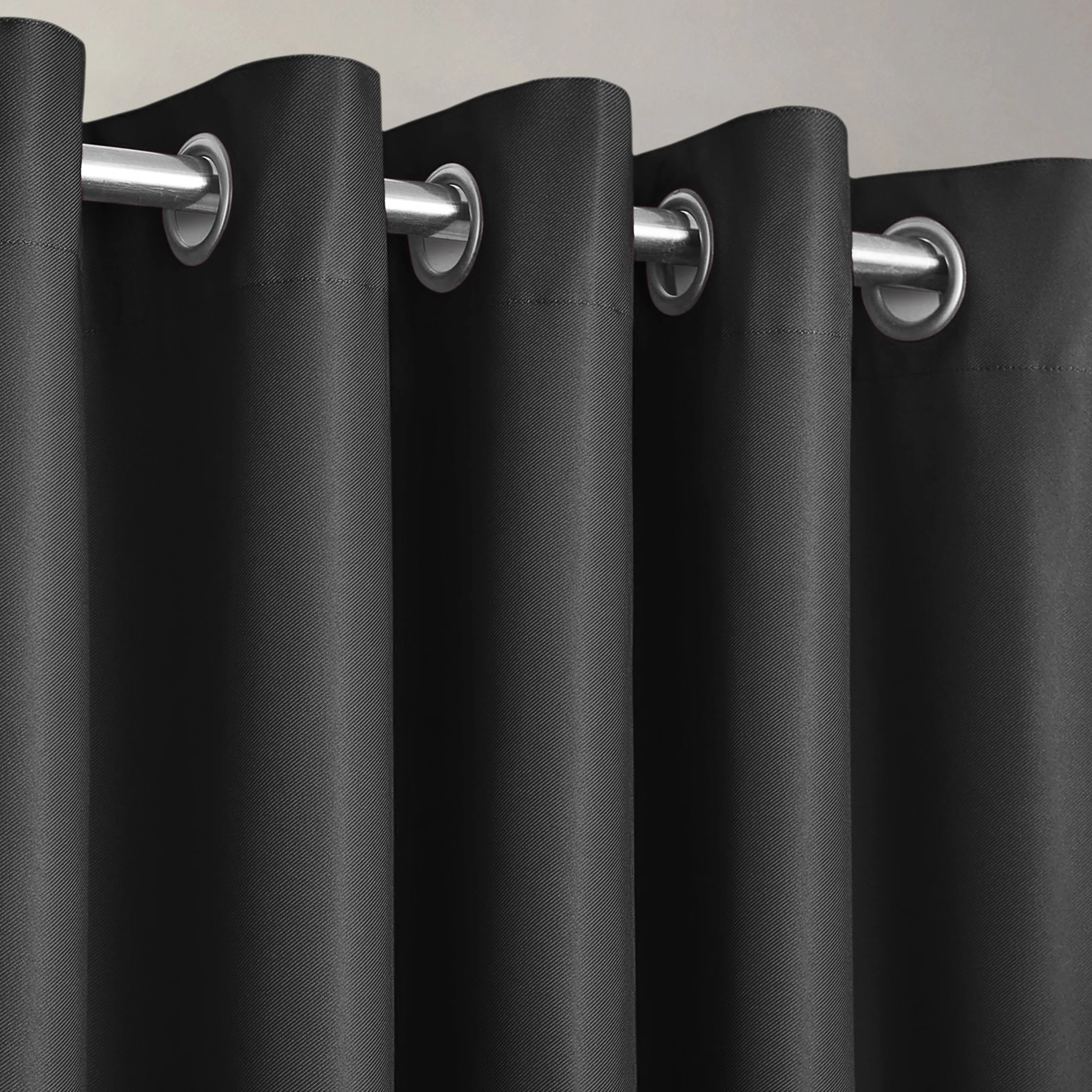 Velosso Manhattan Black Thermal Blackout Ready Made Eyelet Curtains