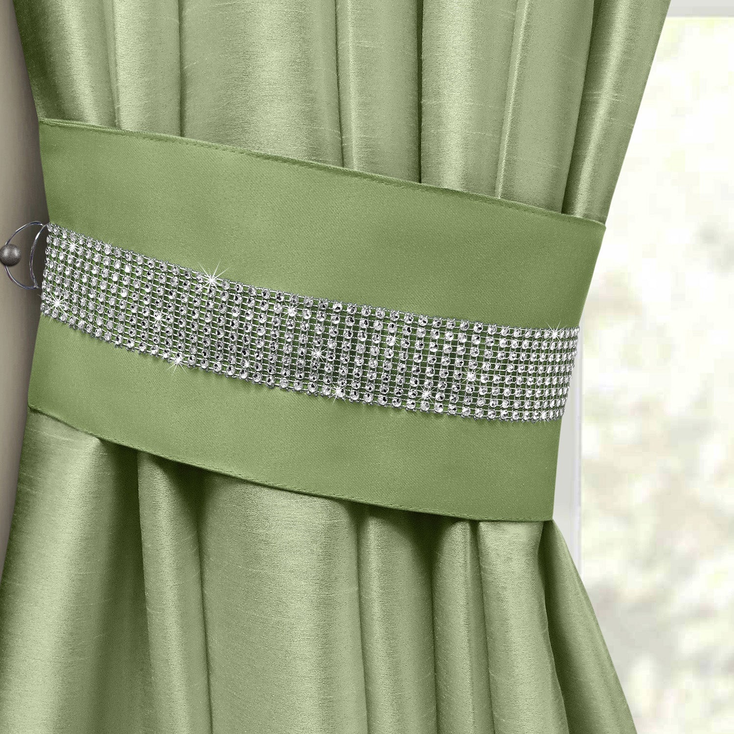 Velosso Manhattan Green Diamante Tieback