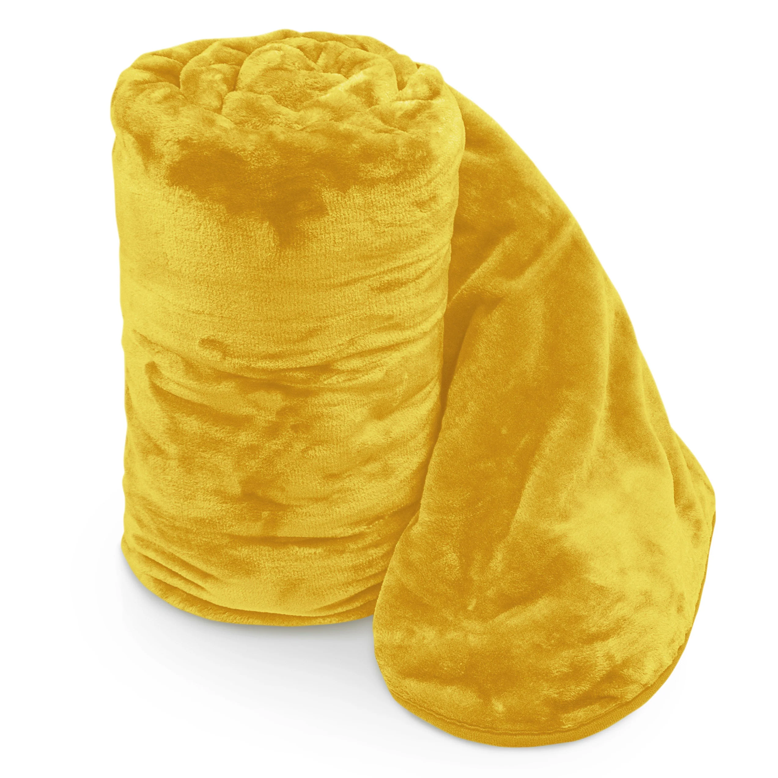 Velosso Ochre Yellow Faux Fur Mink Blanket
