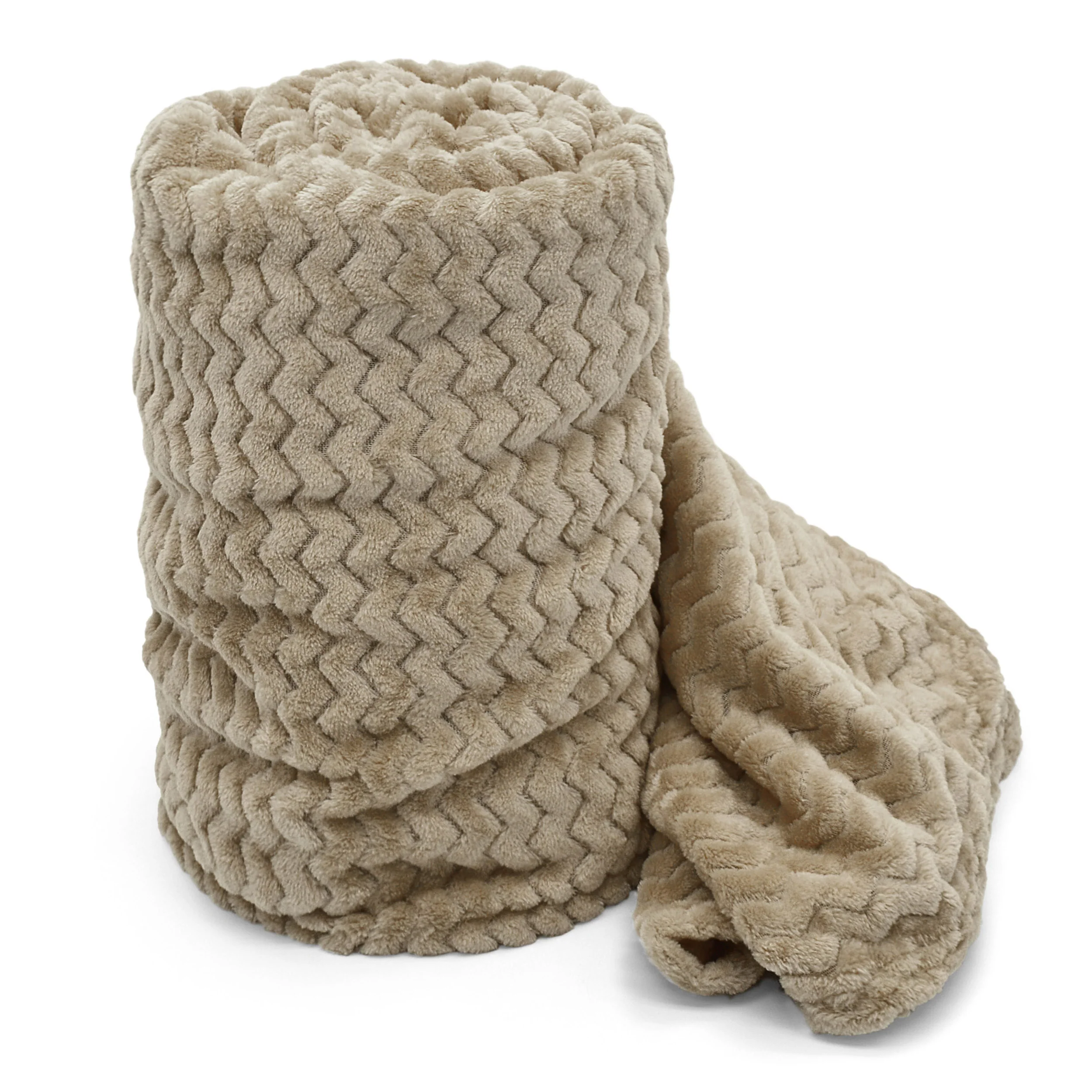 Velosso Chevron Moda Plush Latte Blanket