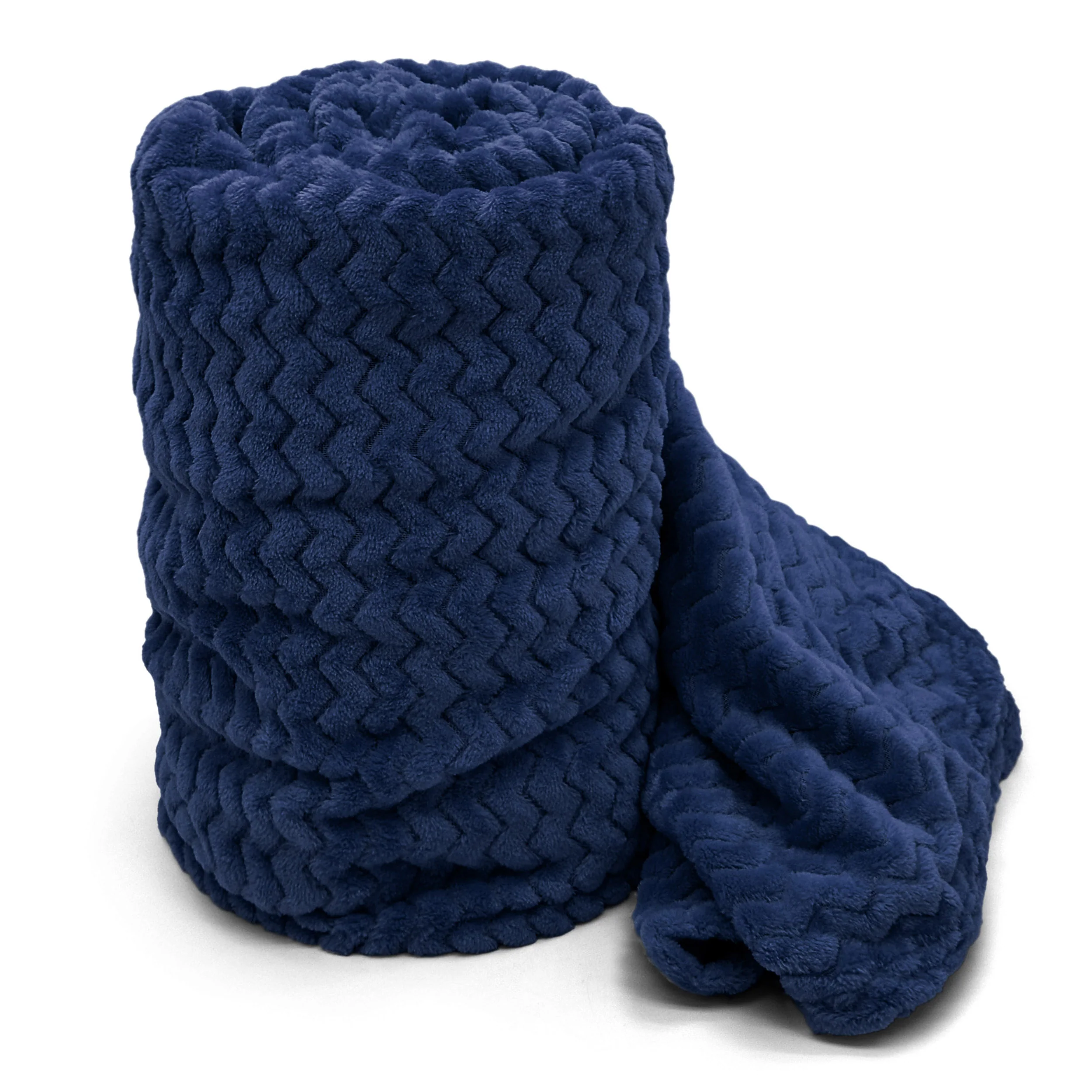 Velosso Chevron Moda Plush Navy Blanket