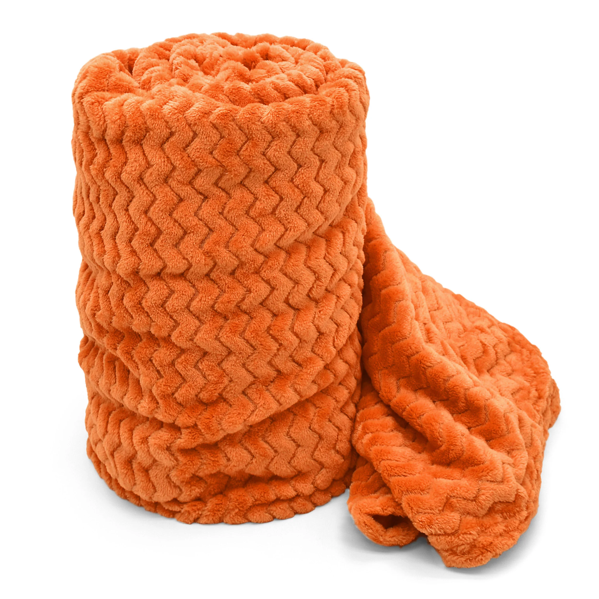 Velosso Chevron Moda Plush Orange Blanket