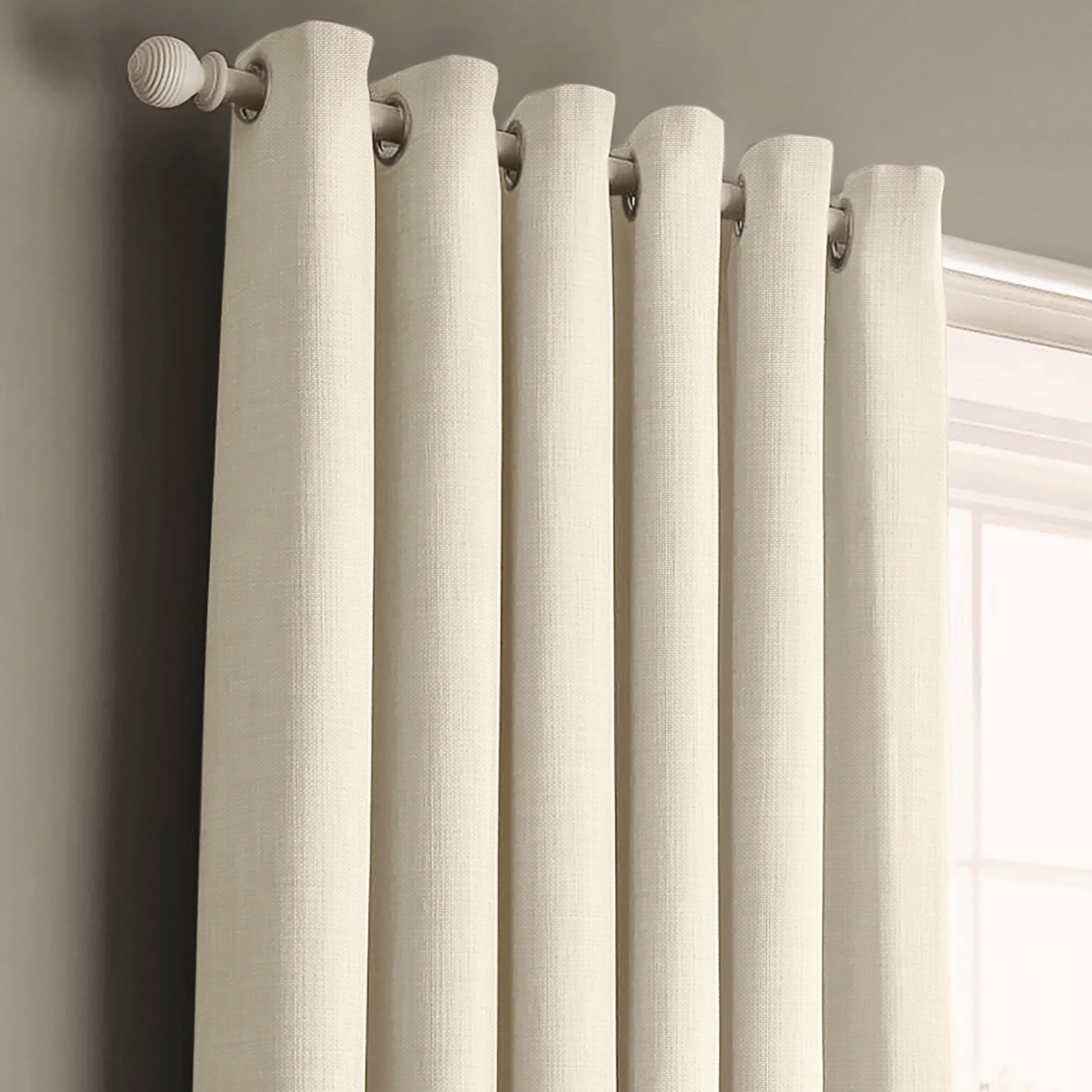 Velosso Panama Ivory Ready Made Cotton Eyelet Curtains