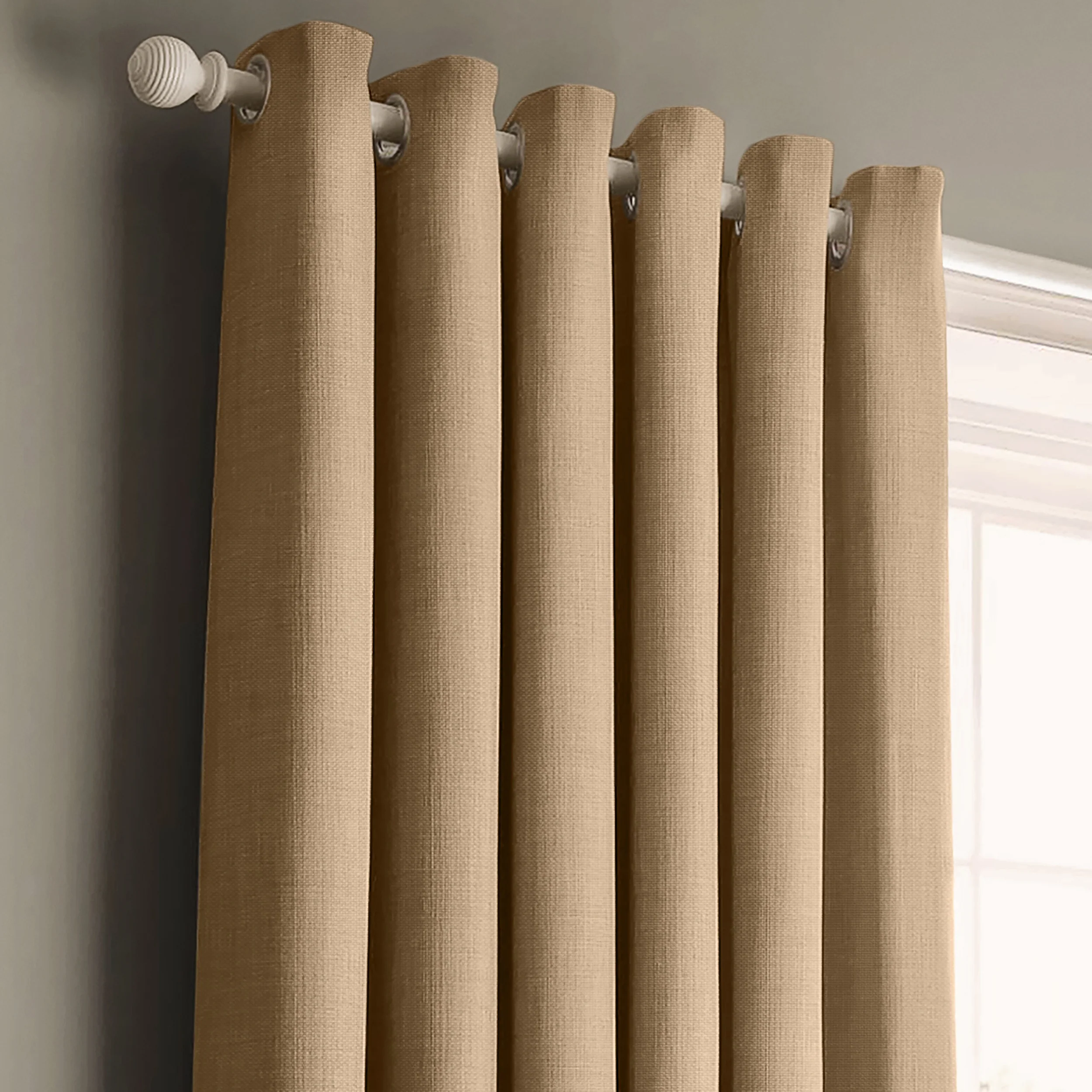 Velosso Panama Natural Ready Made Cotton Eyelet Curtains