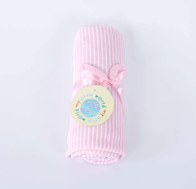 My Little World Nursery Pink Stripe Velour Baby Blanket