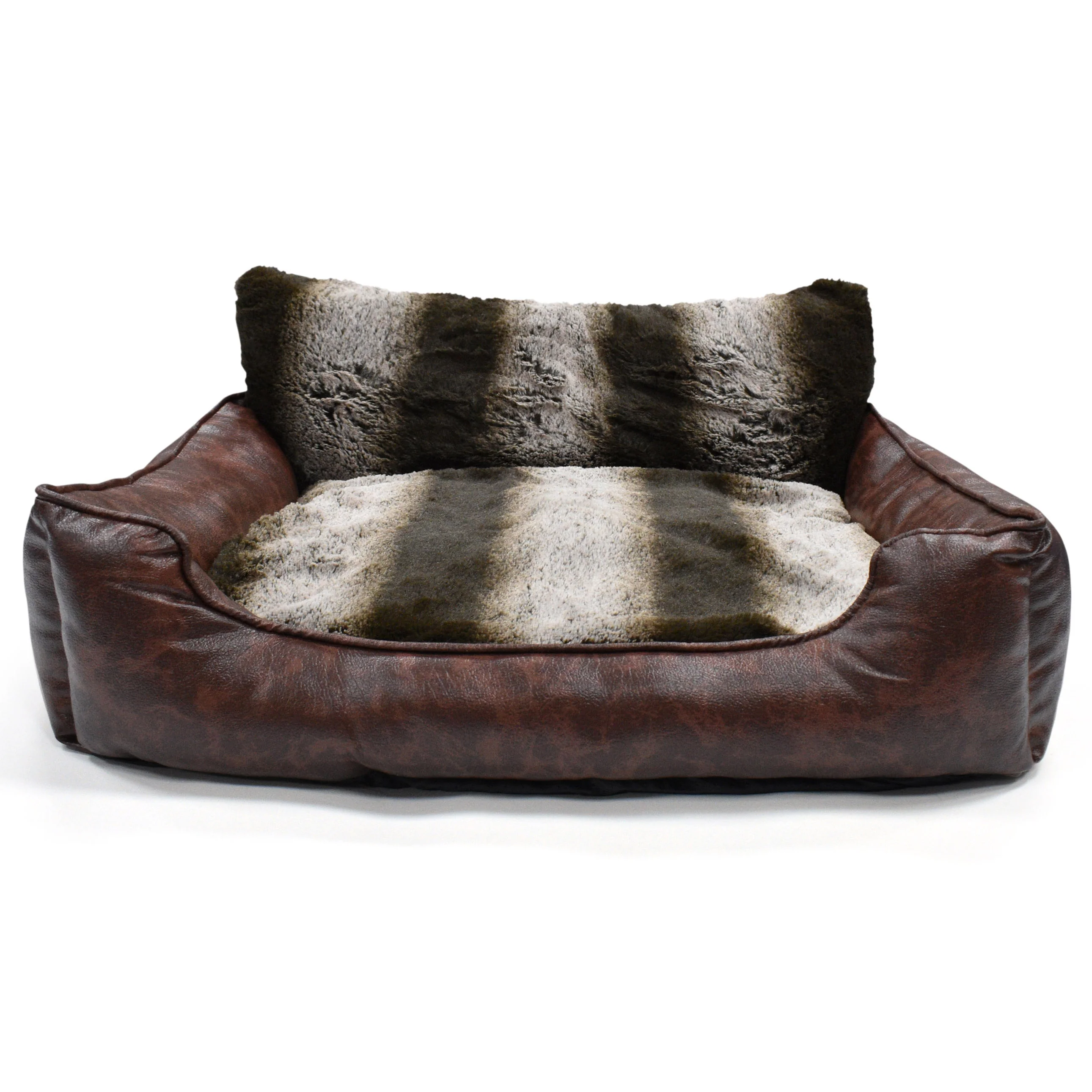Pet Winks Luxury Plush Faux Leather Cuddler Pet Bed