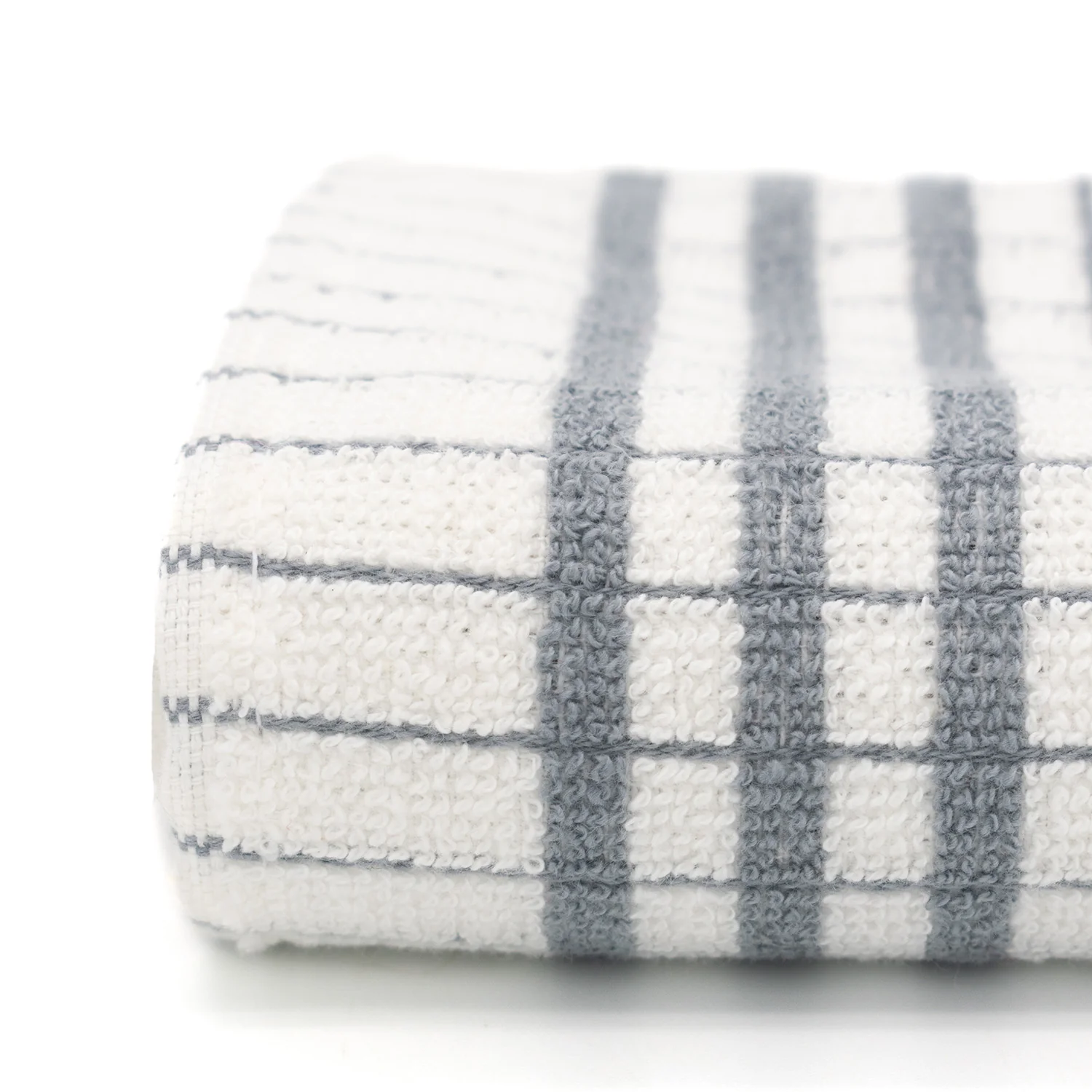 Shaws Large Woven Grey Checked Tea Towel - Image 3