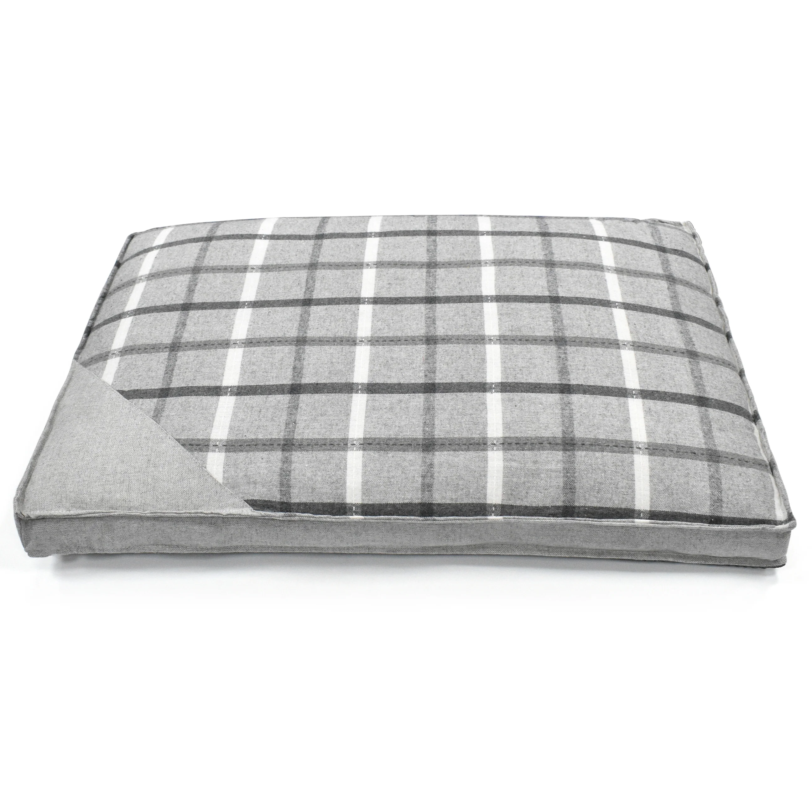 Pet Winks Check Stripe Lounger Pet Bed Soft Grey
