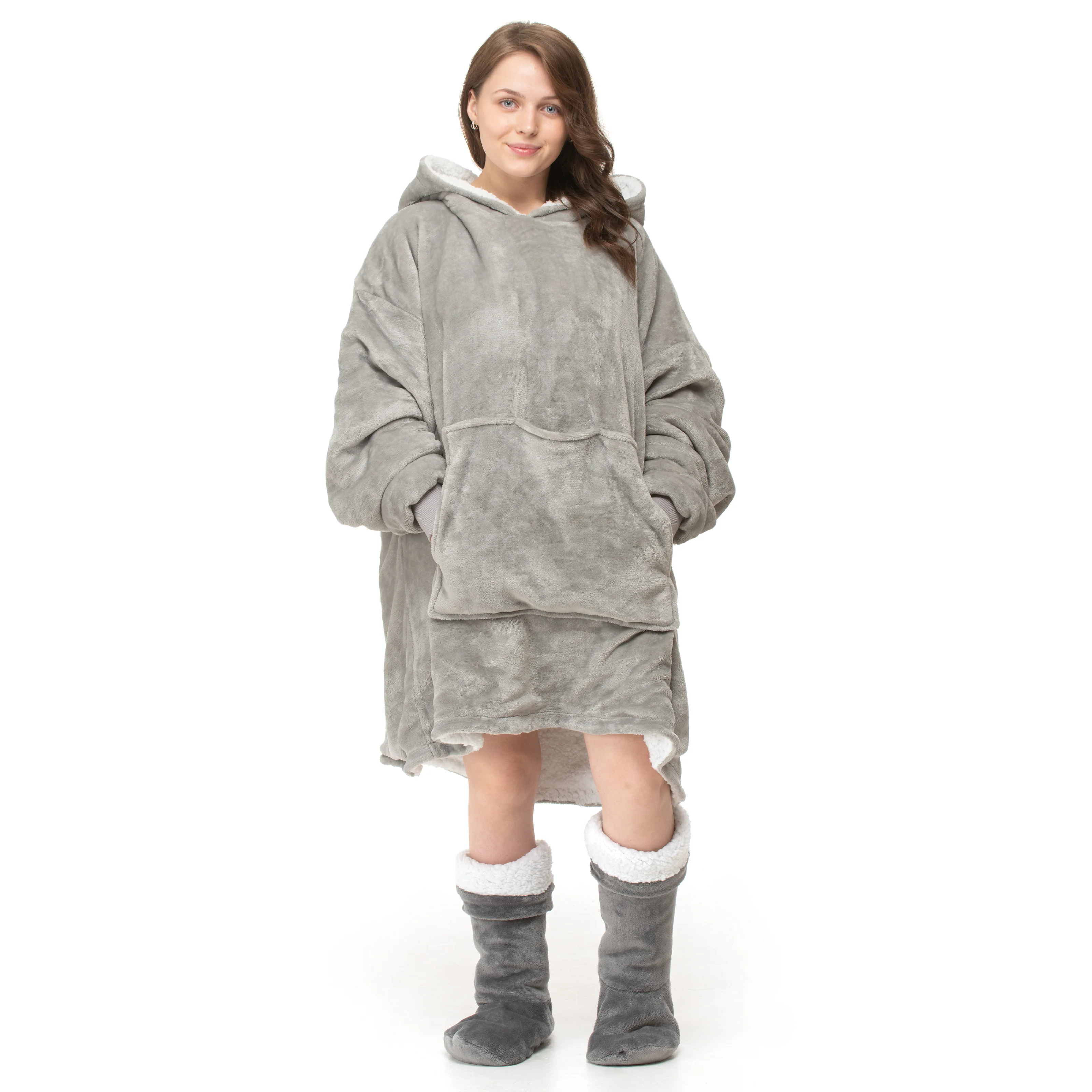 Velosso Grey Oversized Hoodie