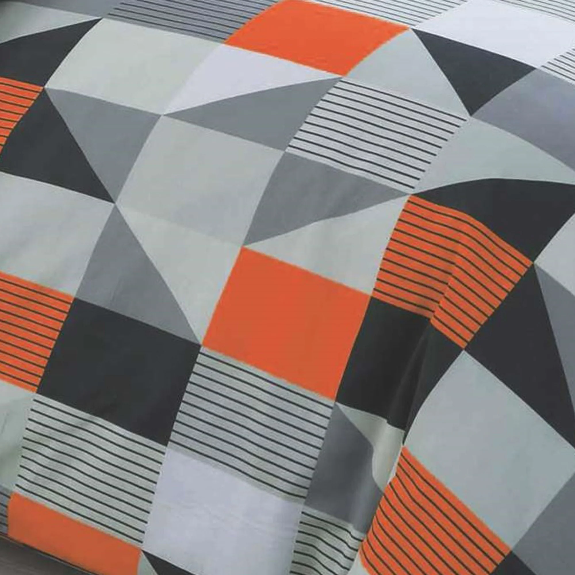 Velosso Geometric Jazz Orange Duvet Cover & Pillowcase Set - Image 3