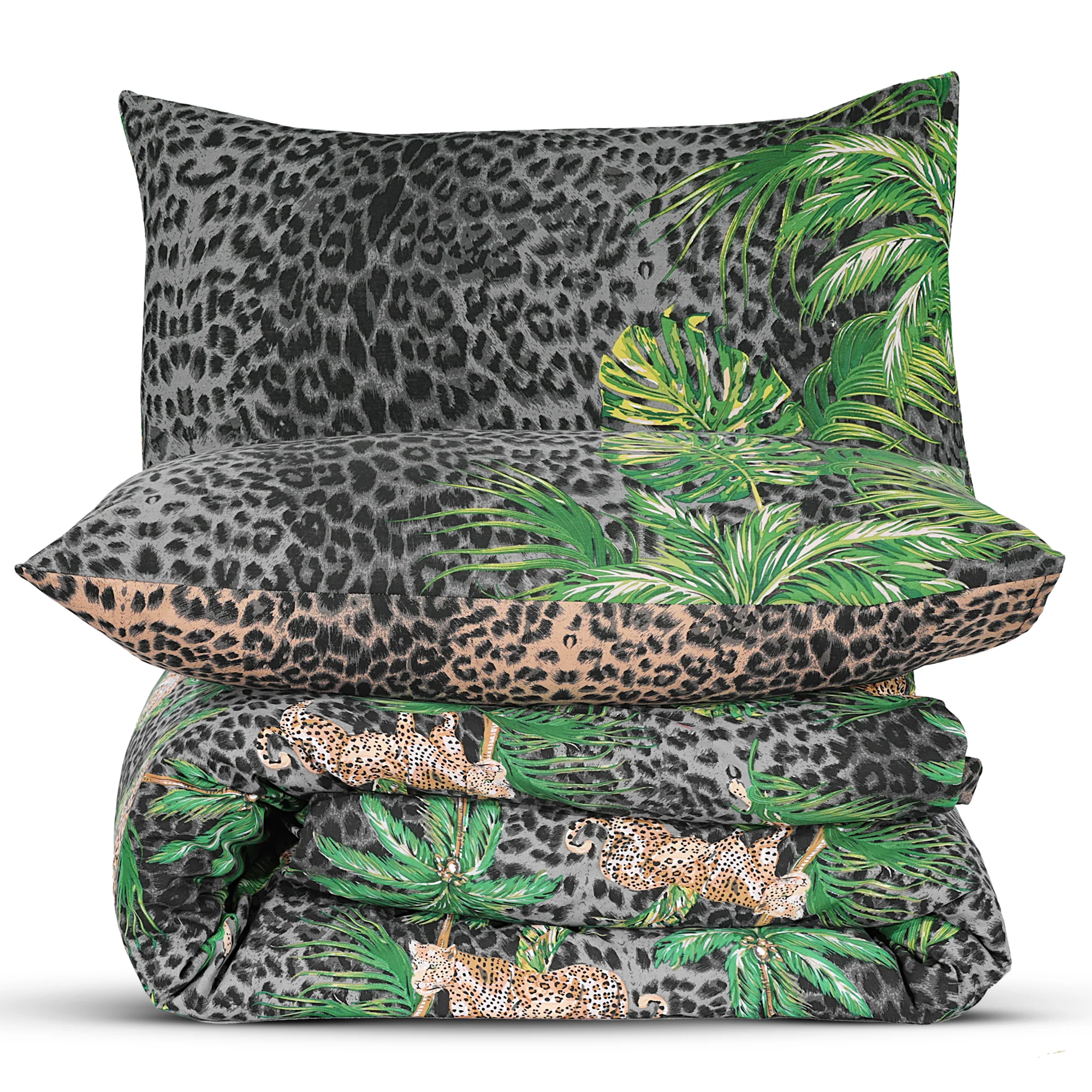 Velosso Leopard Print Tropical Jungle Duvet Cover & Pillowcase Set - Image 2