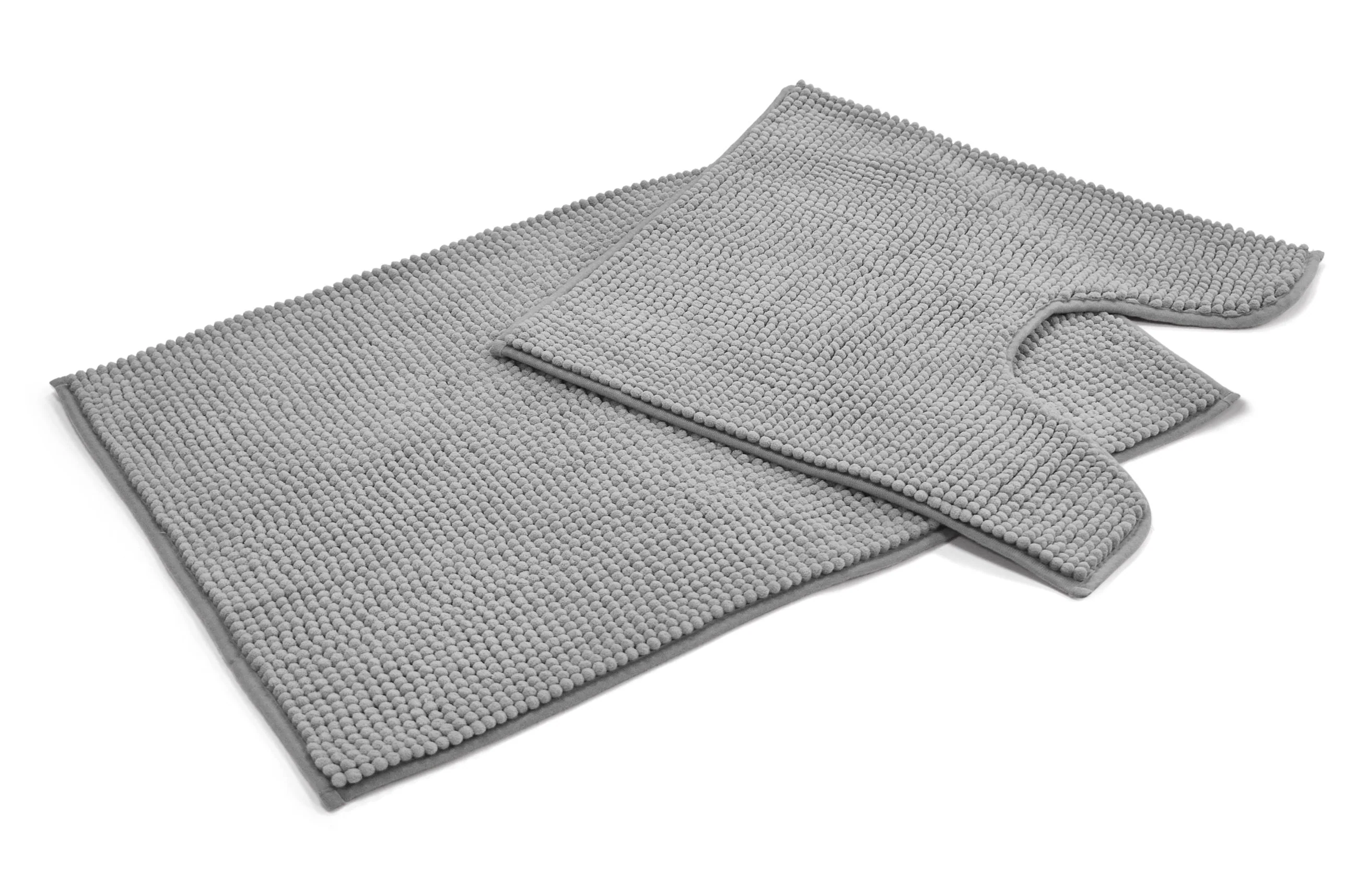 Velosso Shaggy Noodle Grey Bath Mat Set