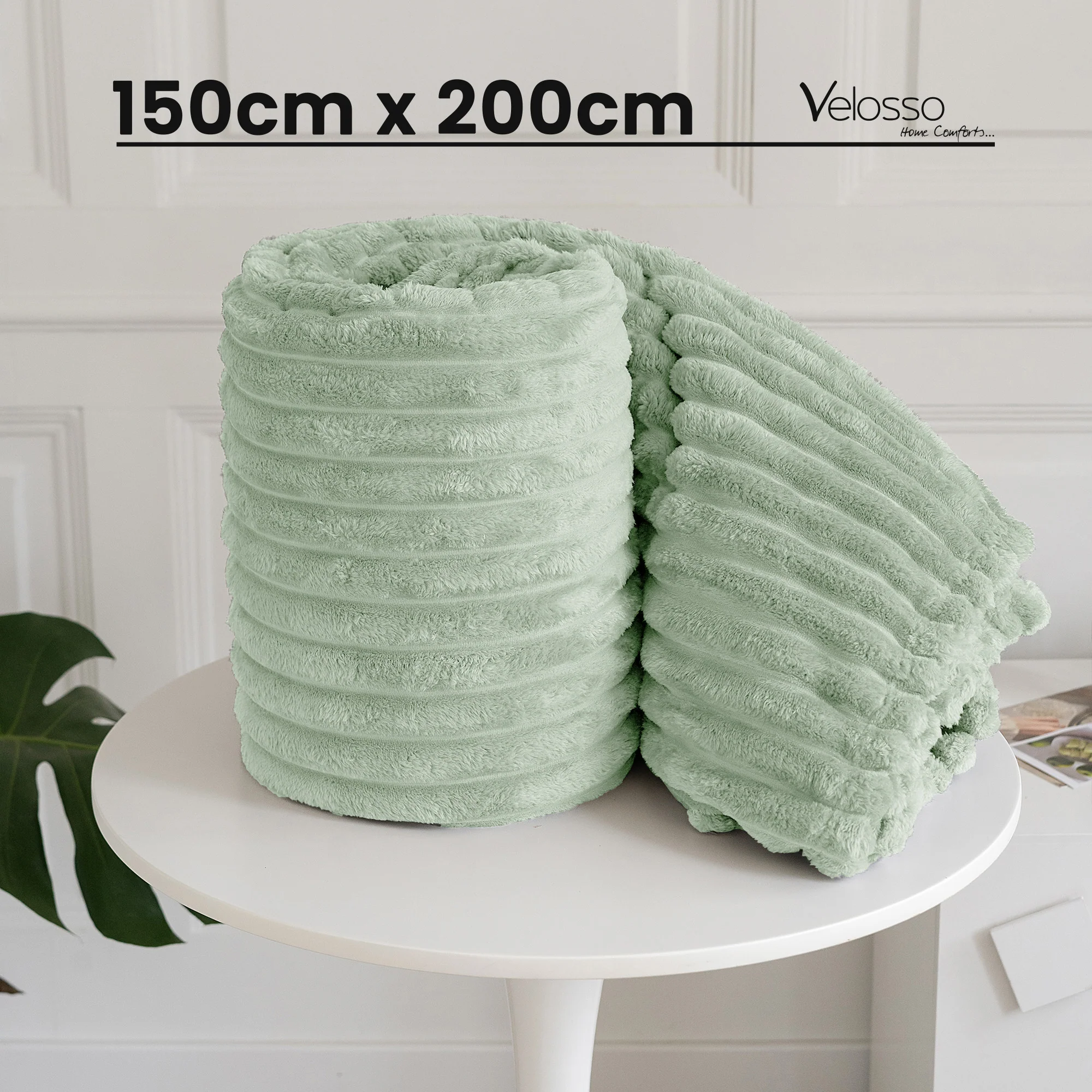 Velosso Sage Super Chunky Cord Faux Mink Blanket - Image 4