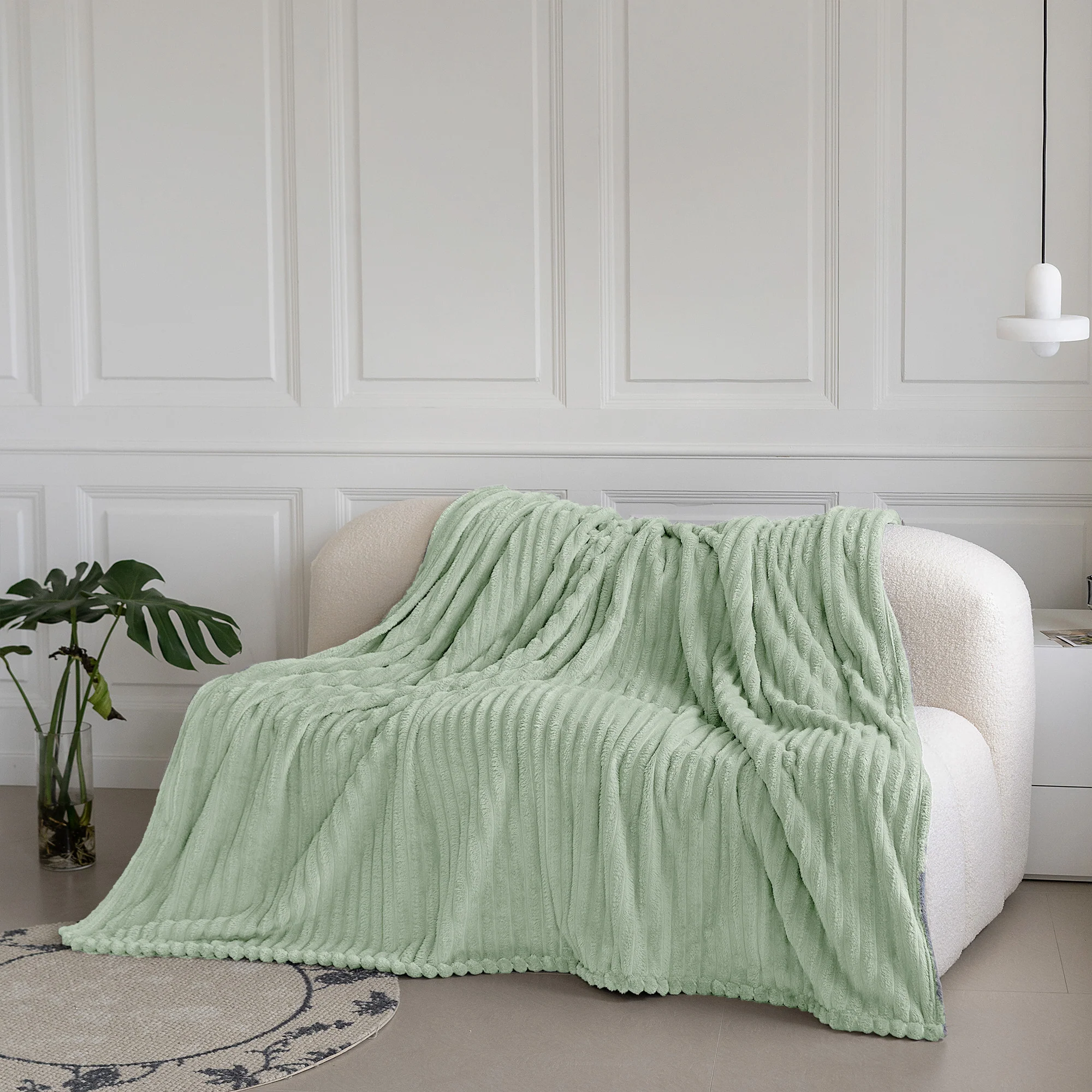 Velosso Sage Super Chunky Cord Faux Mink Blanket - Image 5