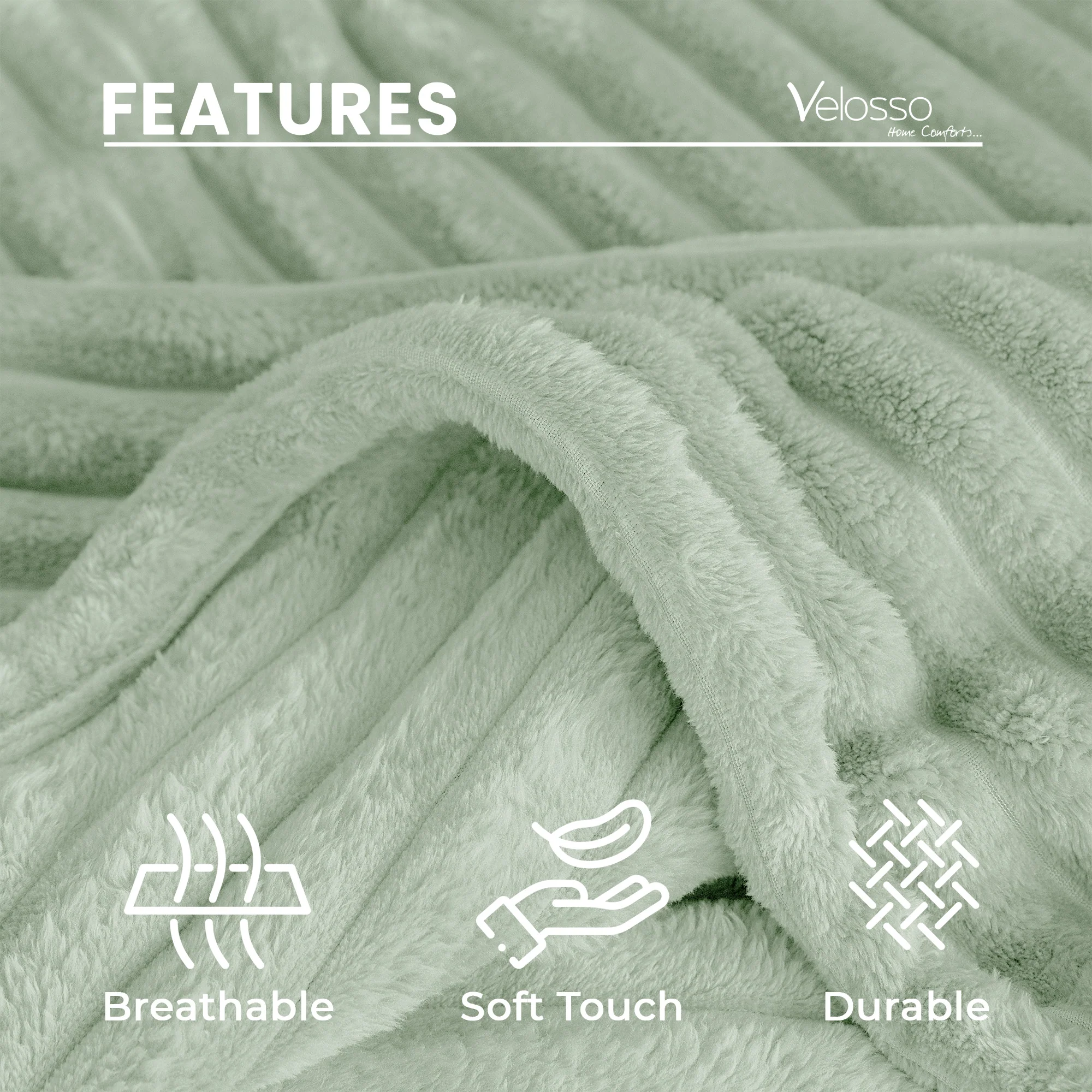 Velosso Sage Super Chunky Cord Faux Mink Blanket - Image 6