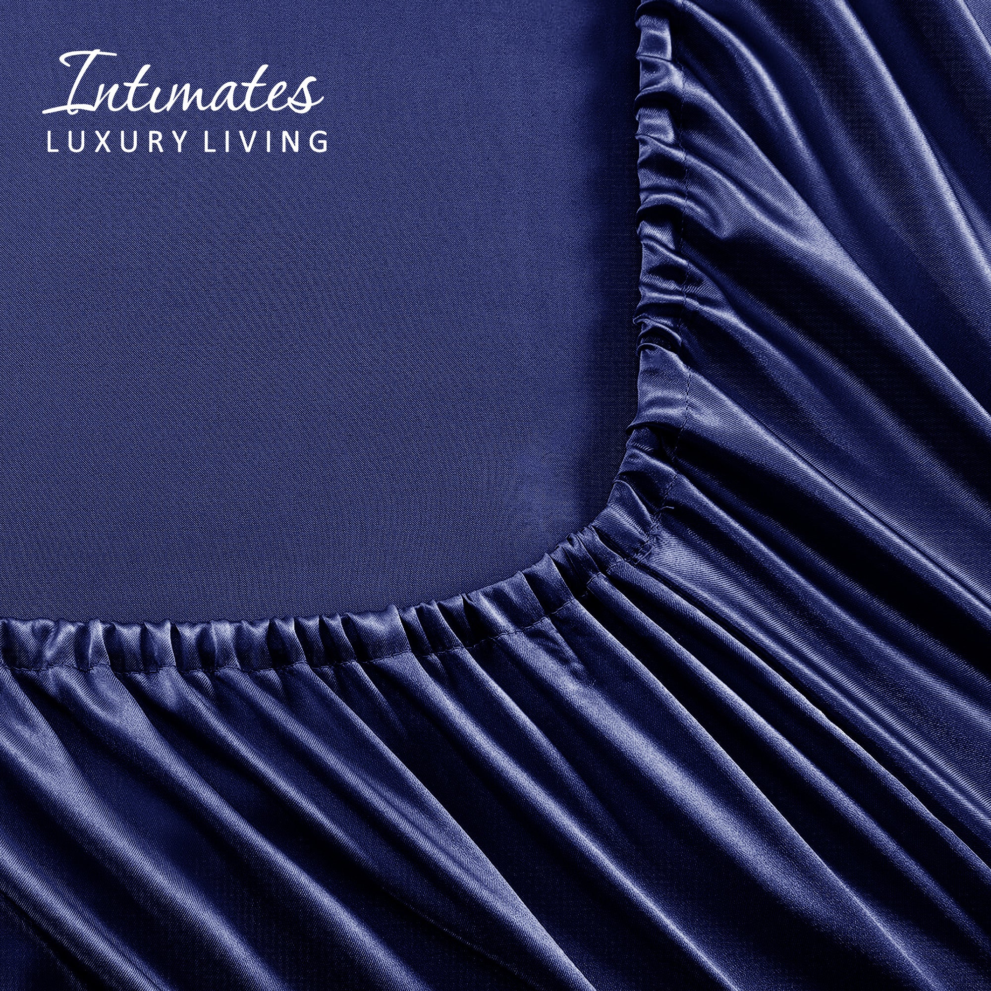 Velosso Satin Reversible Navy Blue Duvet Cover, Pillowcase & Fitted Sheet Set - Image 3