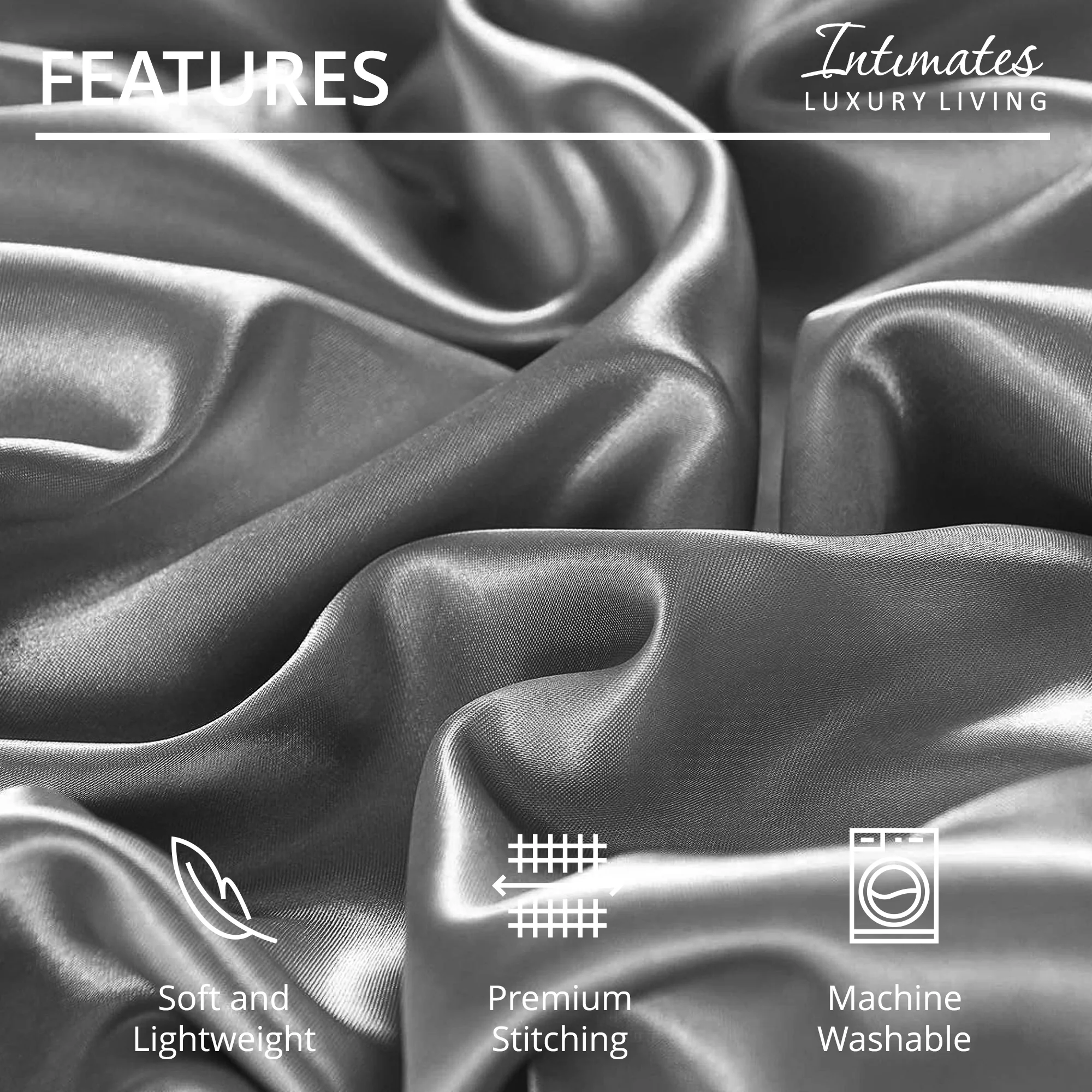 Velosso Satin Reversible Silver Duvet Cover, Pillowcase & Fitted Sheet Set - Image 2