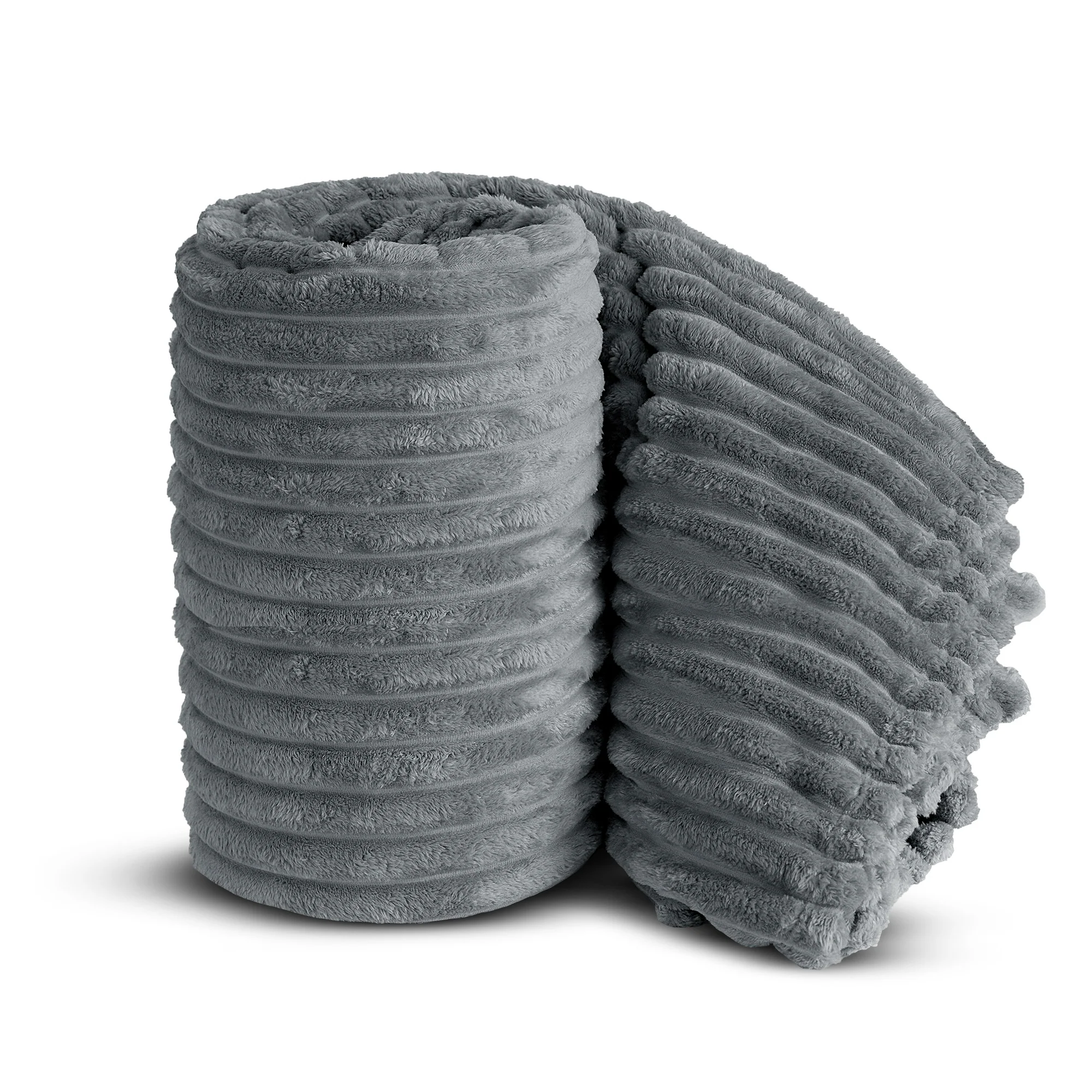 Velosso Silver Super Chunky Cord Faux Mink Blanket