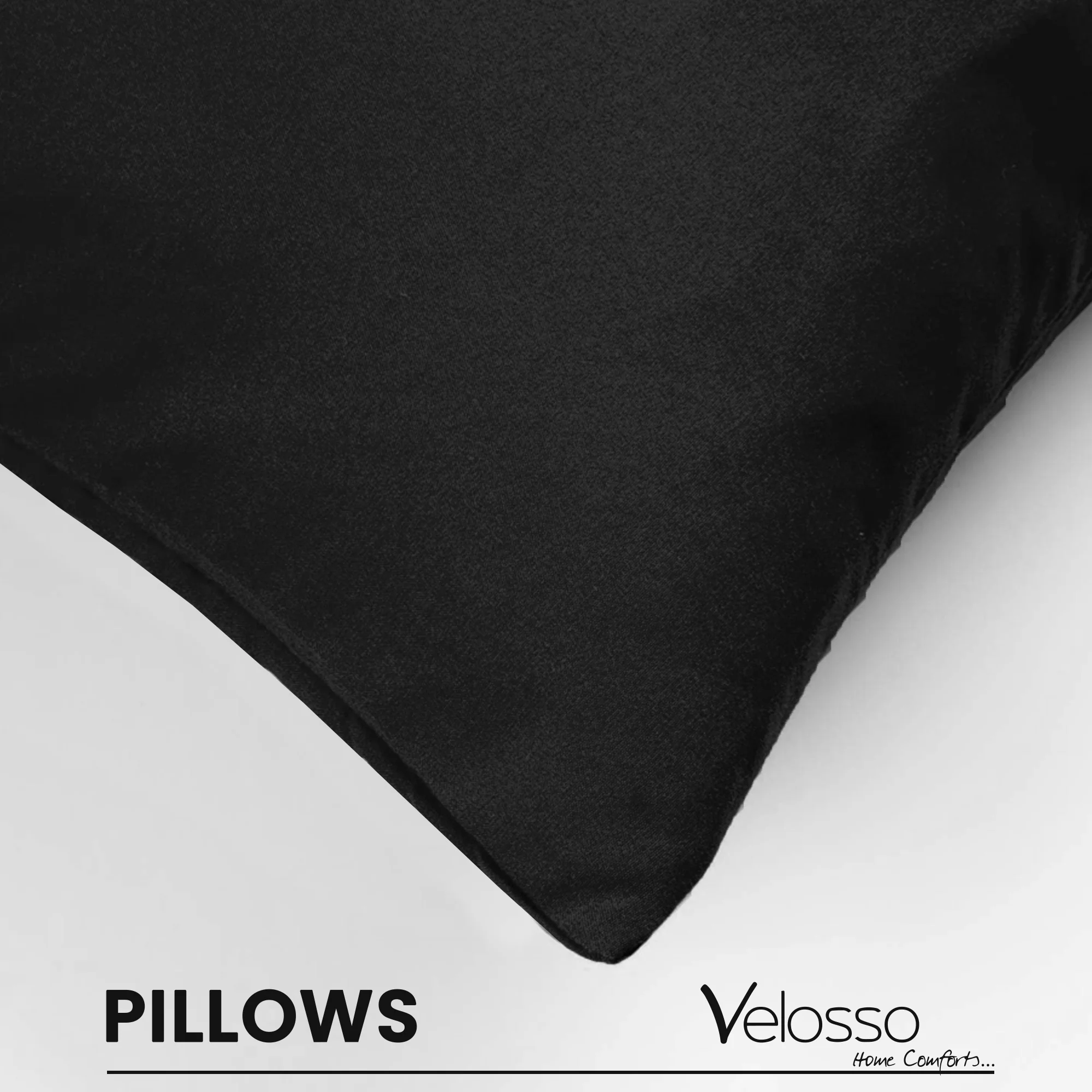 Velosso Super Soft 2 Pack Plain Black Microfibre Pillowcases - Image 4
