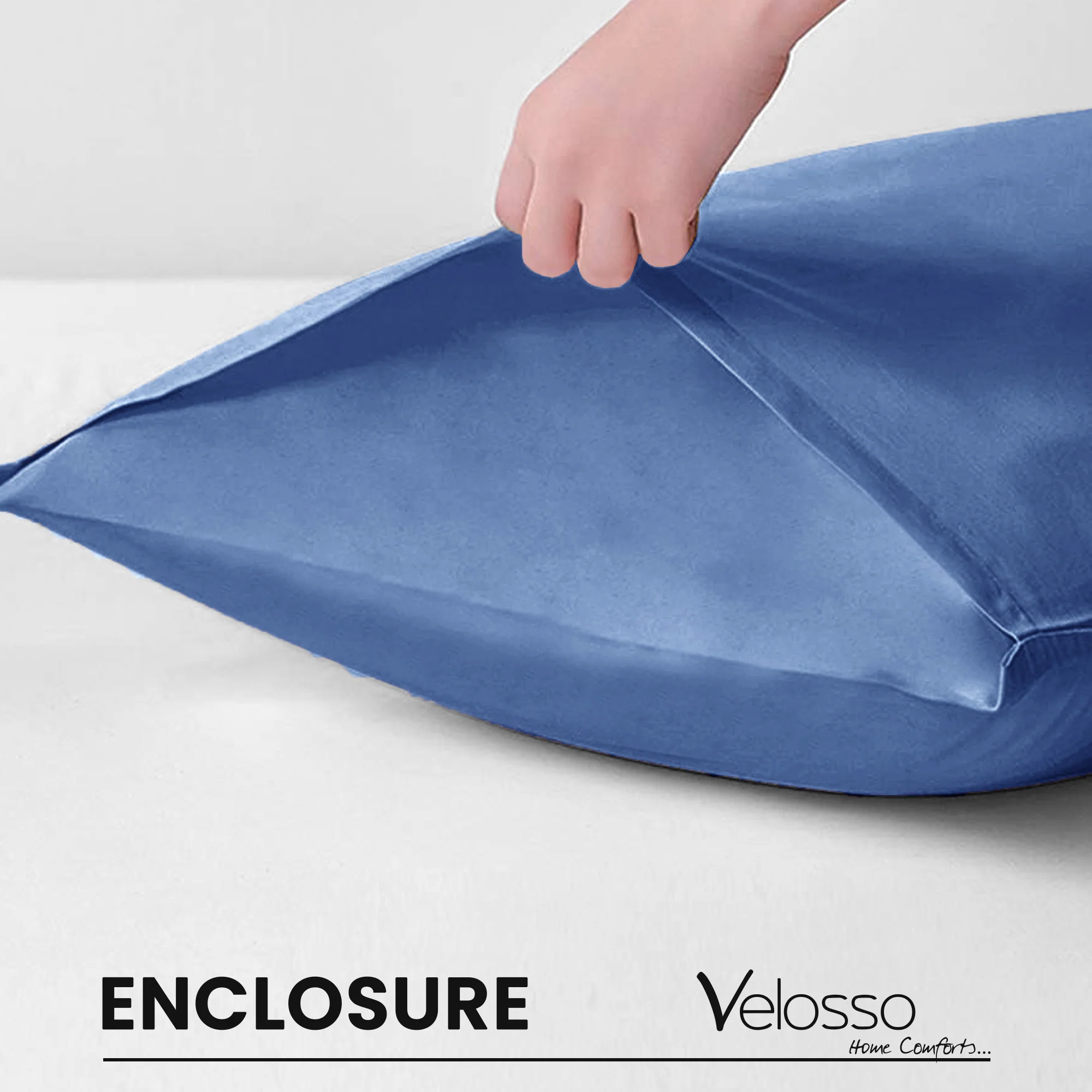Velosso Super Soft 2 Pack Plain Blue Microfibre Pillowcases - Image 3