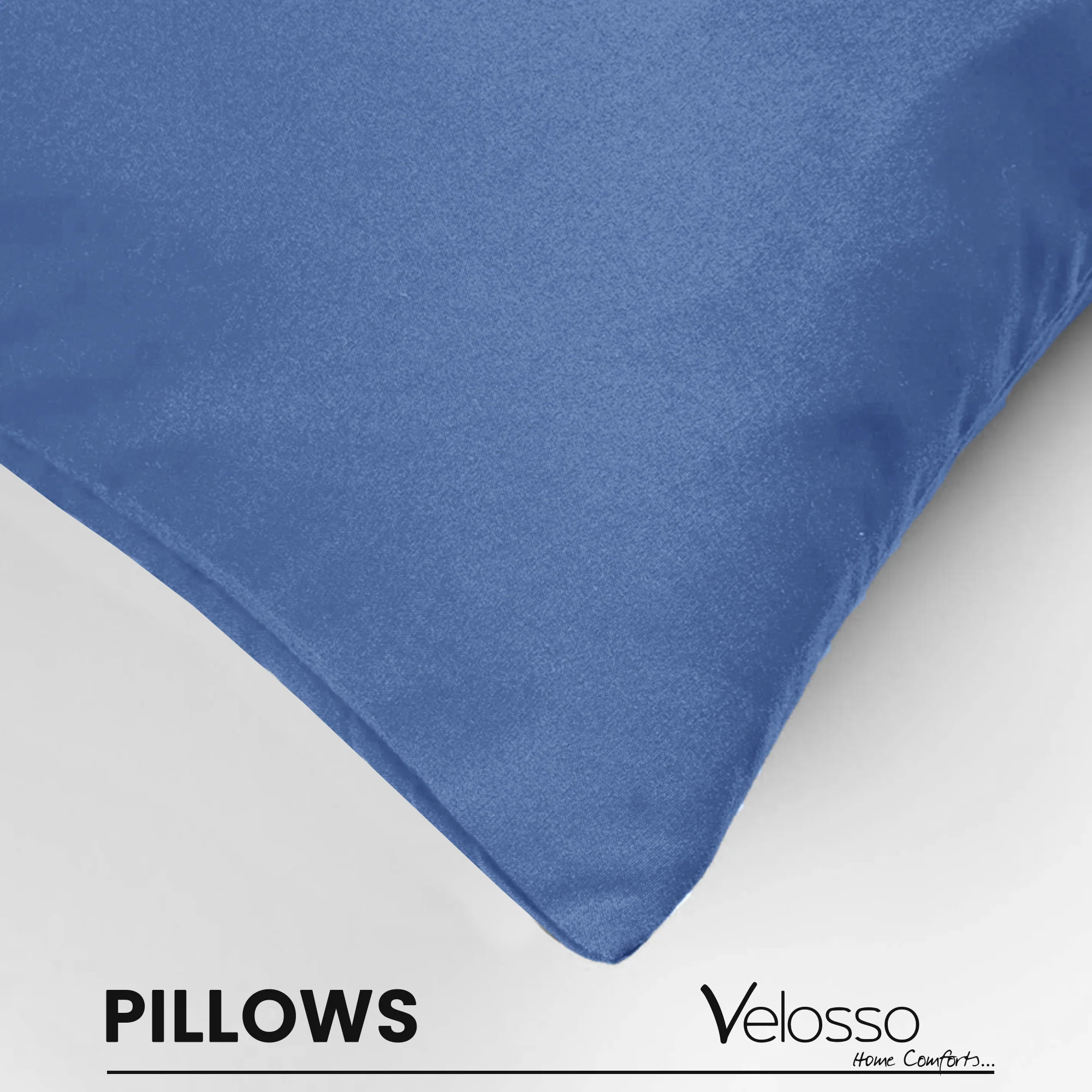 Velosso Super Soft 2 Pack Plain Blue Microfibre Pillowcases - Image 4