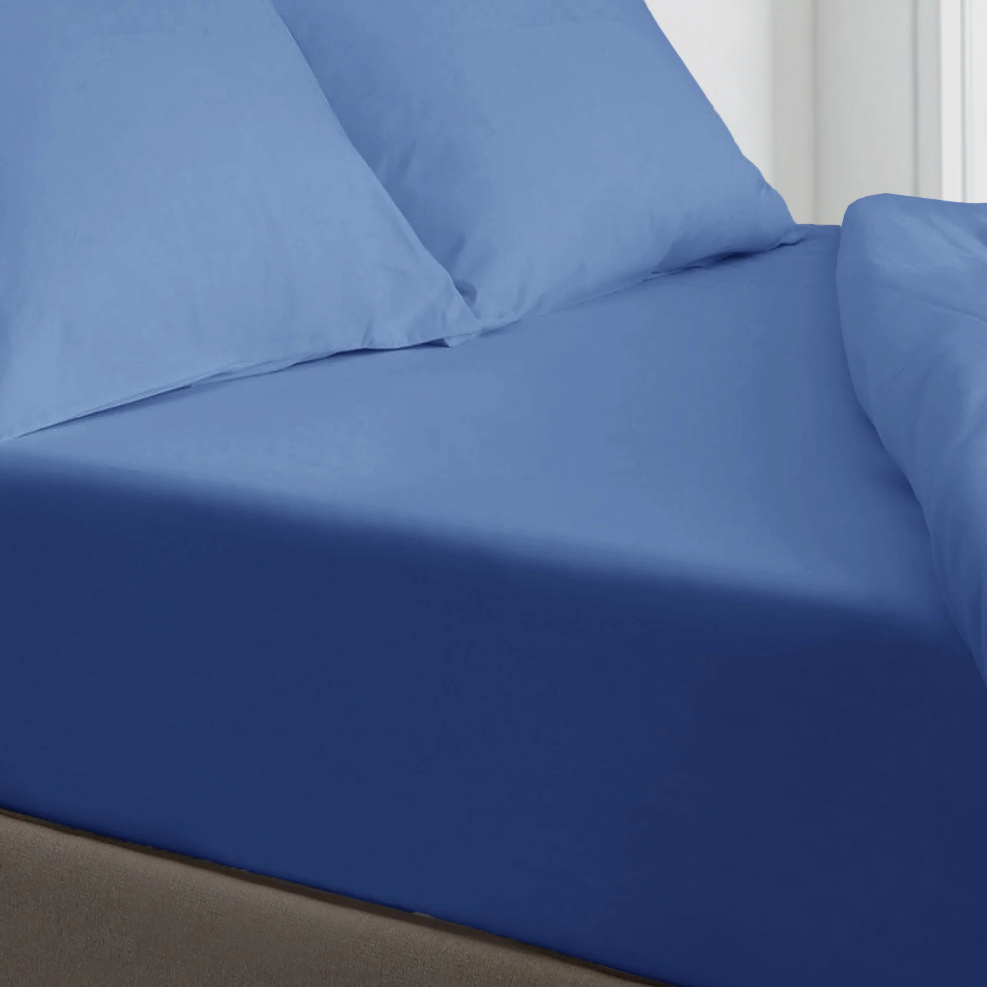 Velosso Super Soft Plain Blue Microfibre Fitted Sheet
